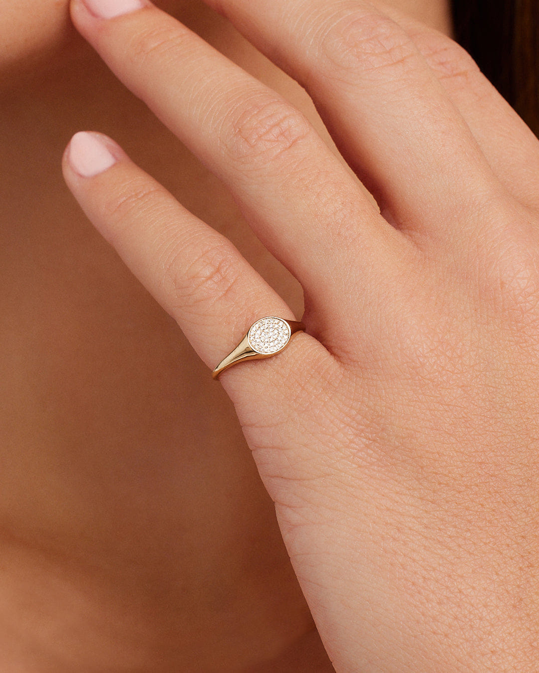 Fine 14K Diamond Pavé Signet Ring