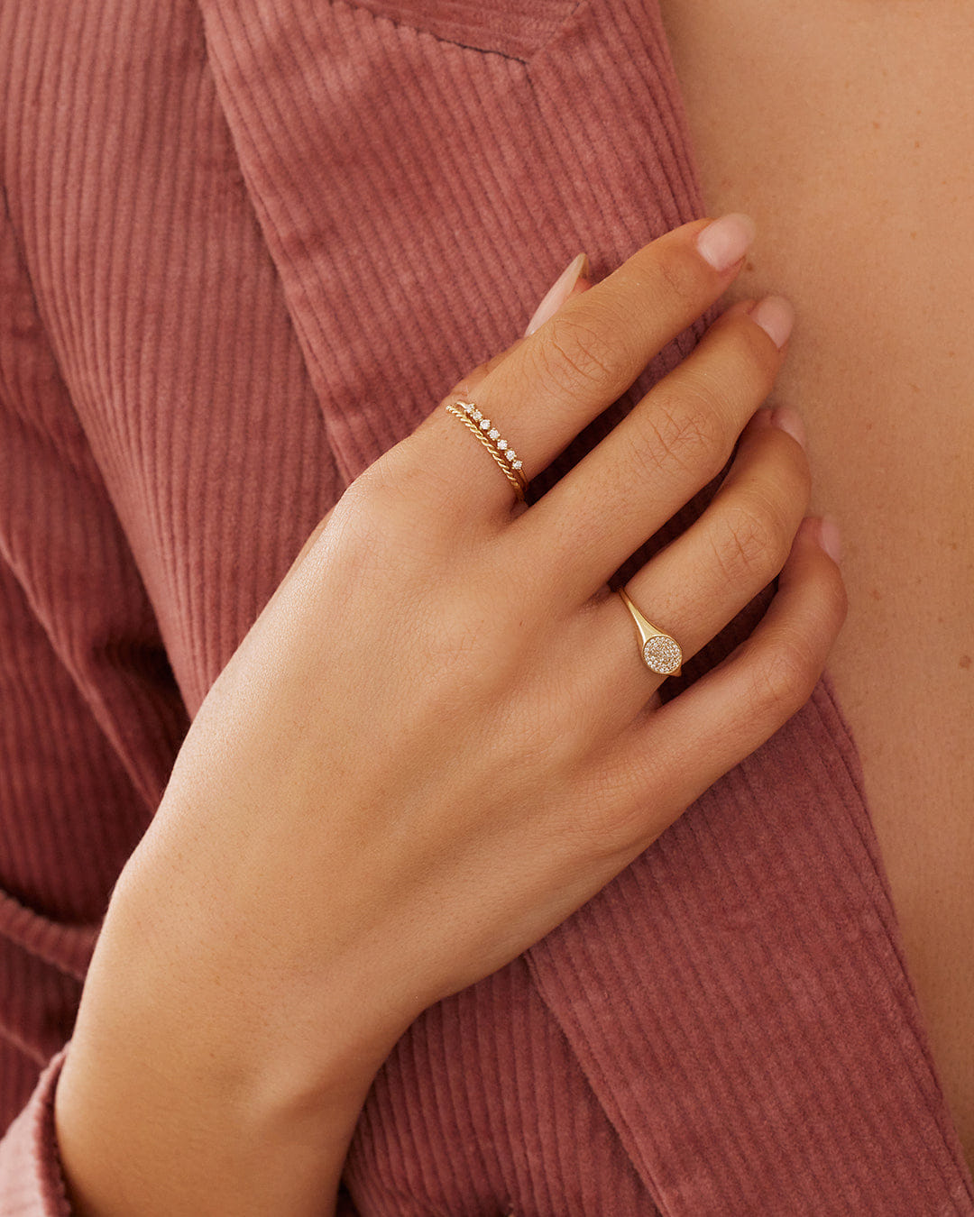 Fine 14K Diamond Pavé Signet Ring