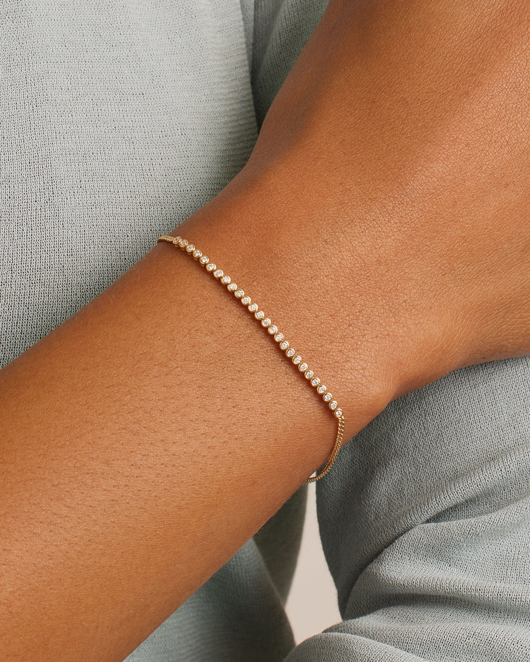 Fine 14K Classic Diamond Row Bracelet