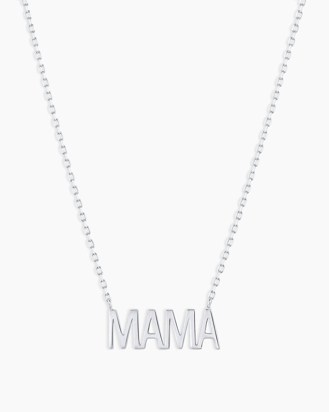 Fine 14K White Gold Mama Necklace