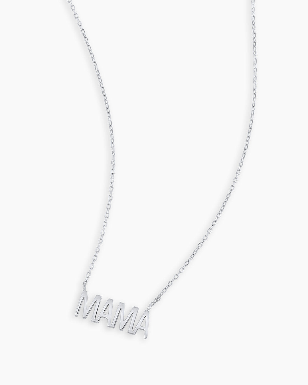 Fine 14K White Gold Mama Necklace