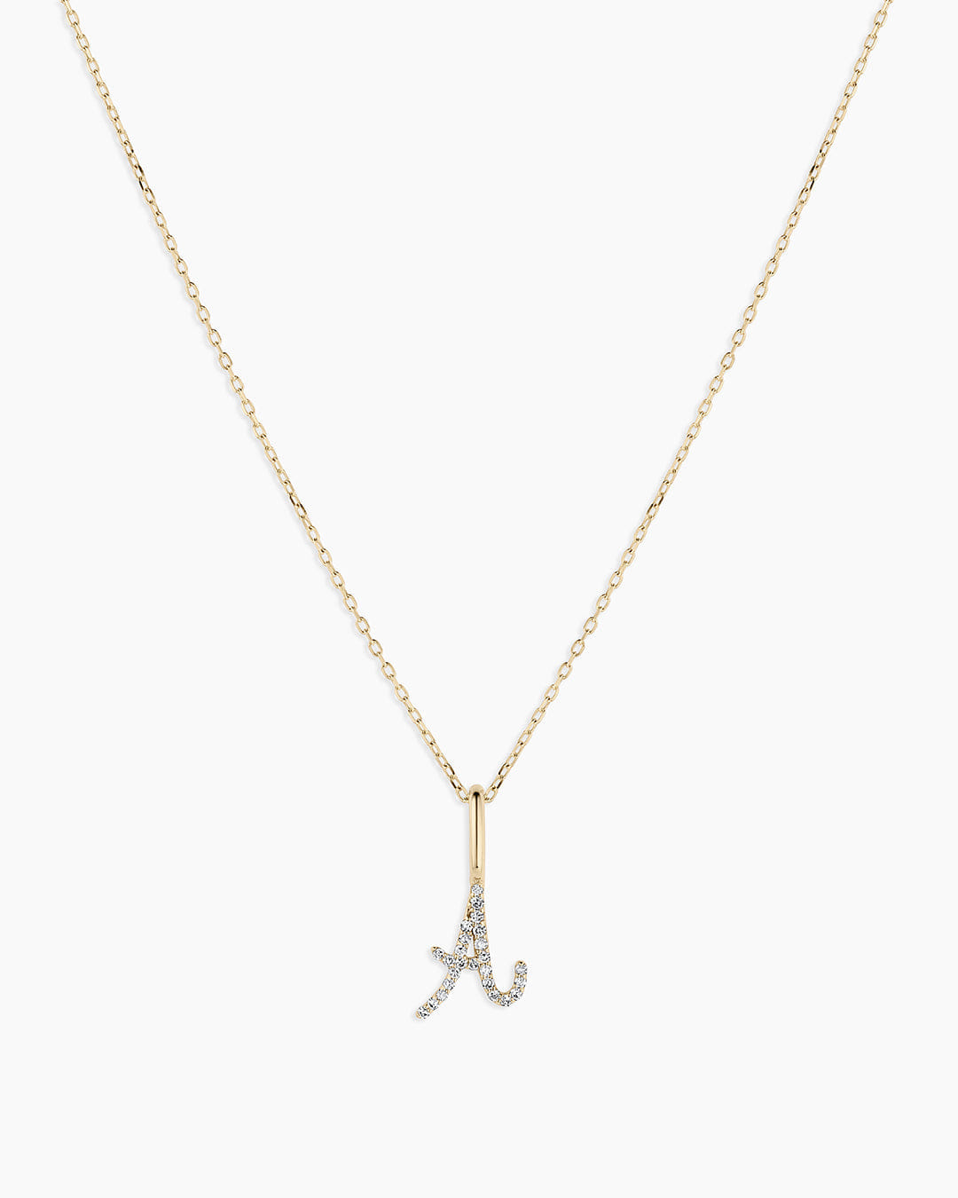 Fine 14K Diamond Script Alphabet Charm Necklace