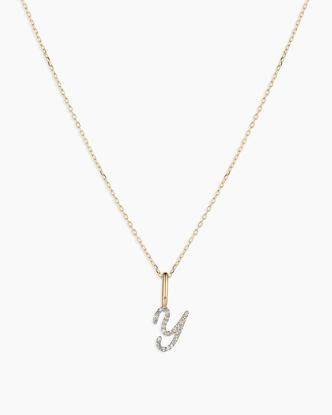 Fine 14K Diamond Script Alphabet Charm Necklace