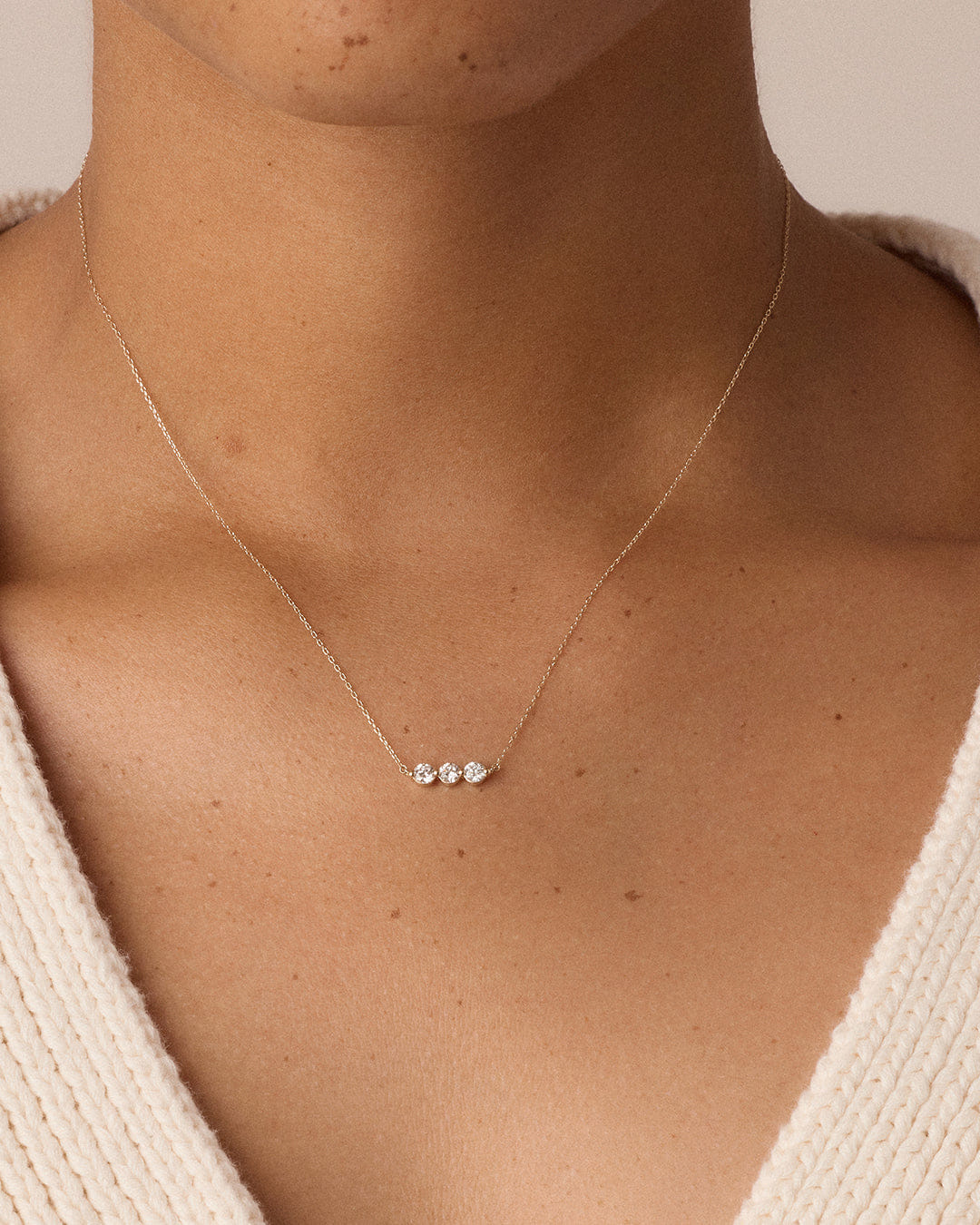 Fine 14K Lab Grown Diamond Halo Row Necklace
