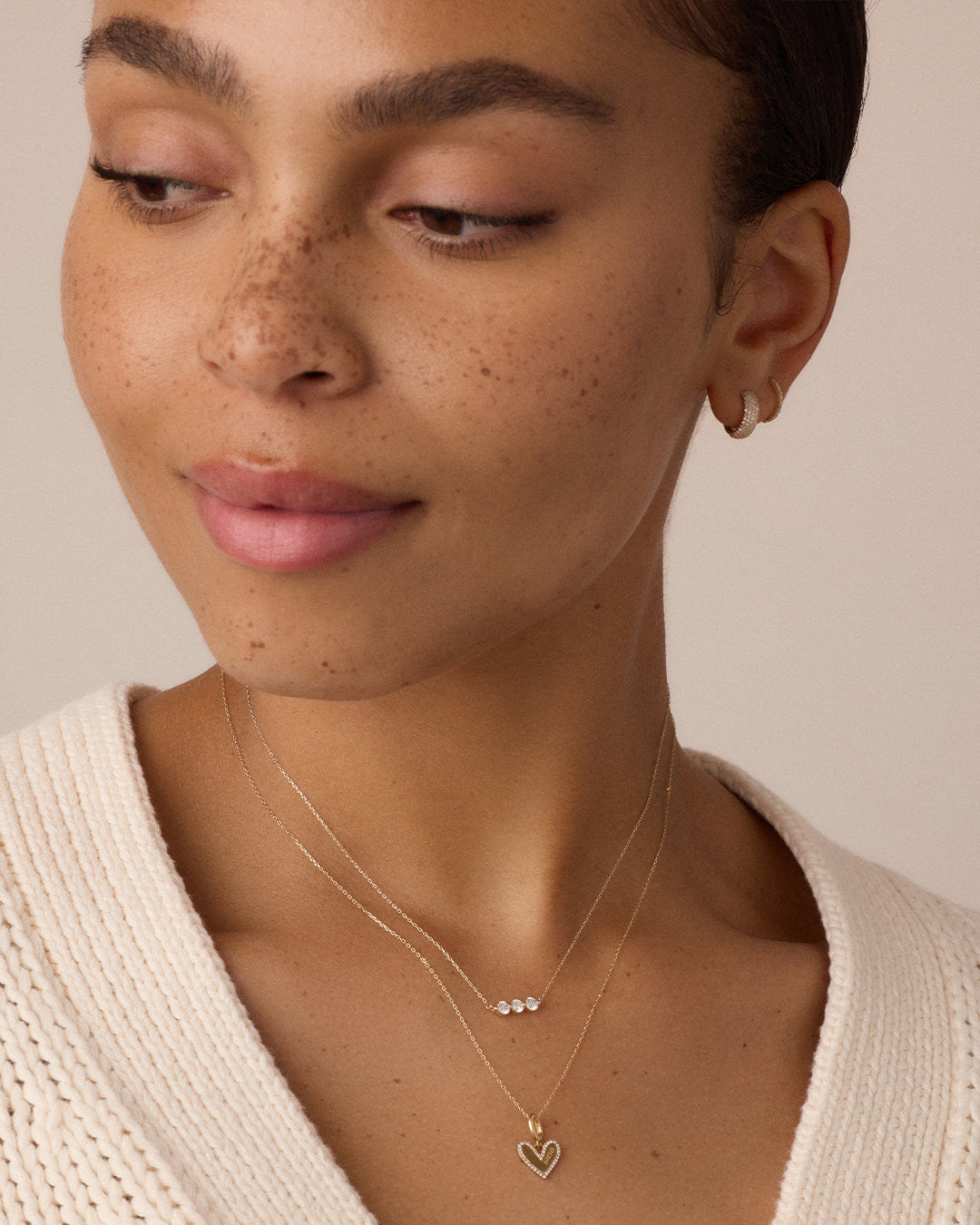 Fine 14K Lab Grown Diamond Halo Row Necklace
