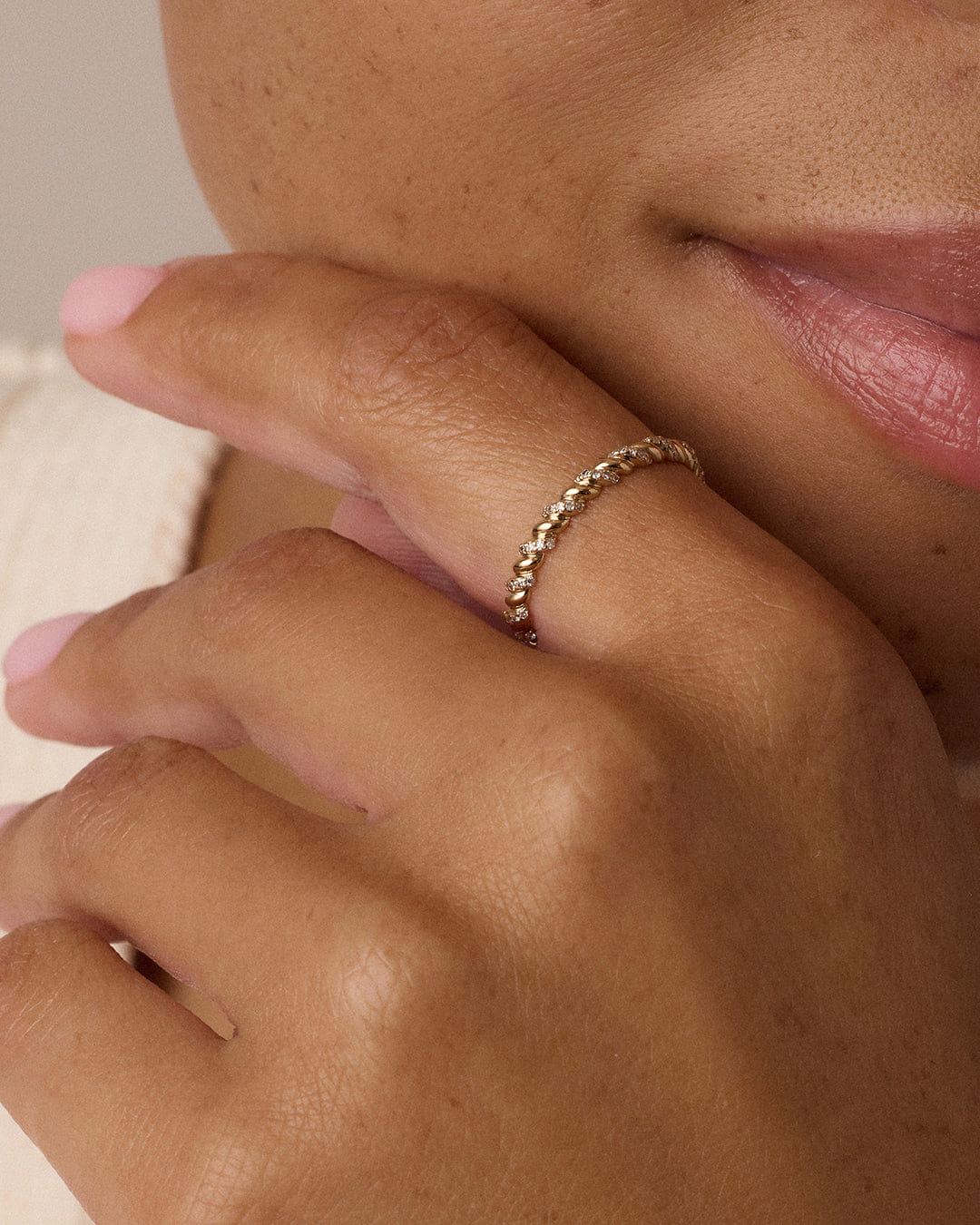 Fine 14K Diamond Crew Ring