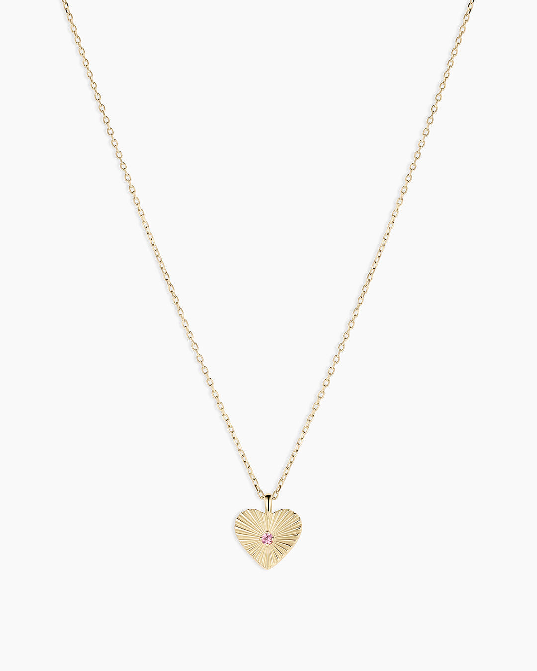 Fine 14K Gold Pink Sapphire Vintage Heart Necklace