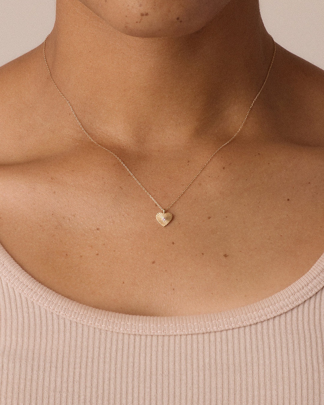 Fine 14K Gold Pink Sapphire Vintage Heart Necklace