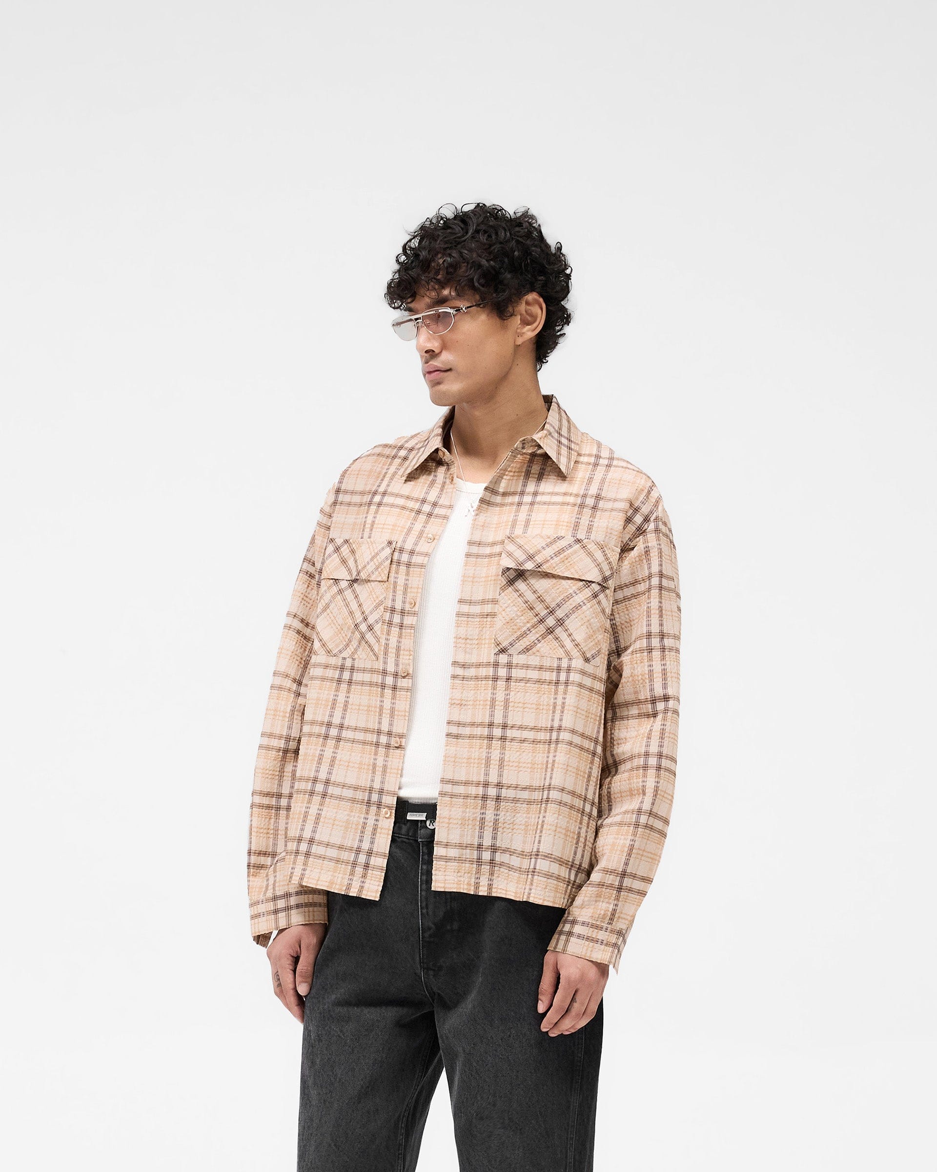 SS25 Sheer Flannel Shirt - Brown Check
