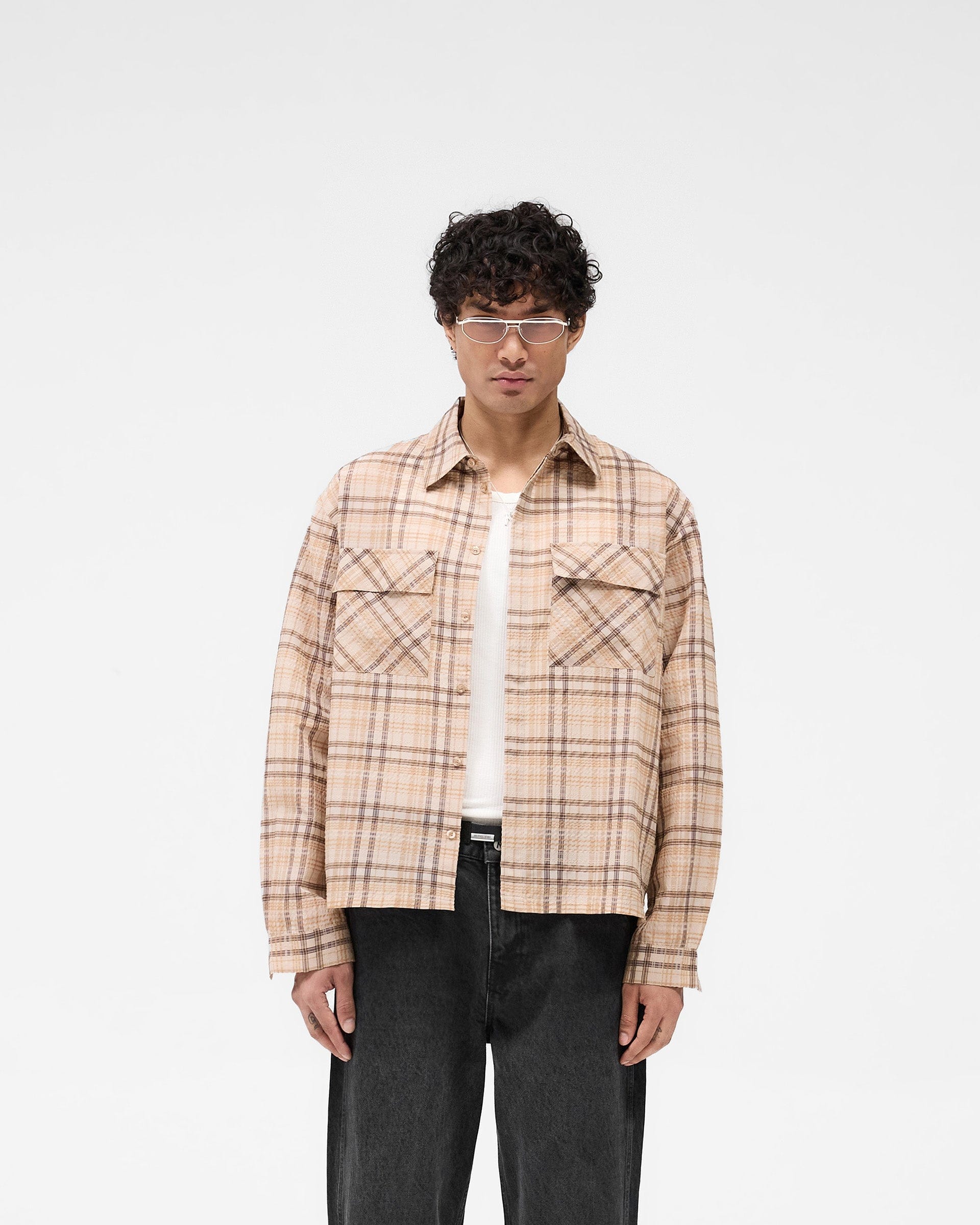 SS25 Sheer Flannel Shirt - Brown Check