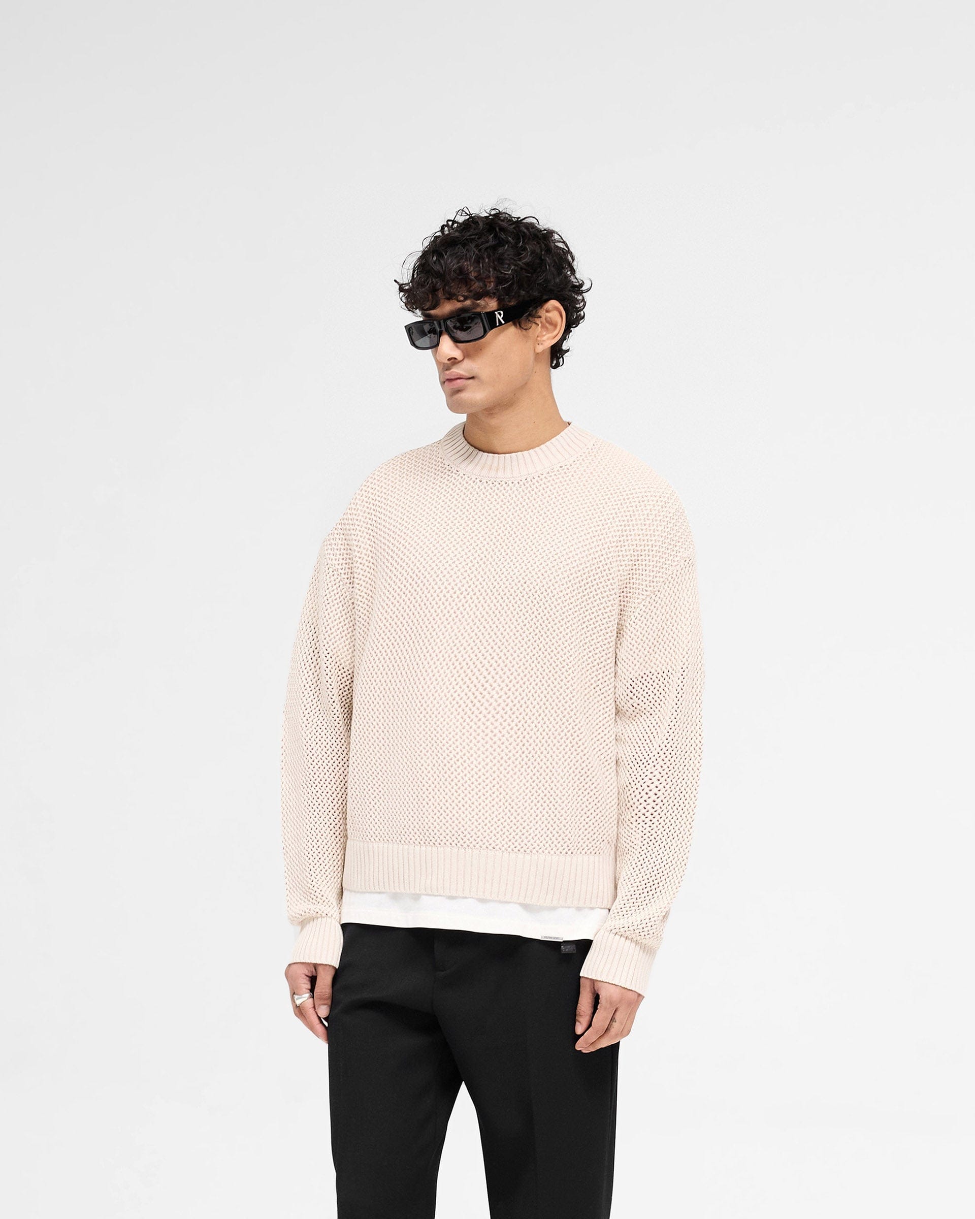 SS25 Open Gauge Knit Sweater - Off White