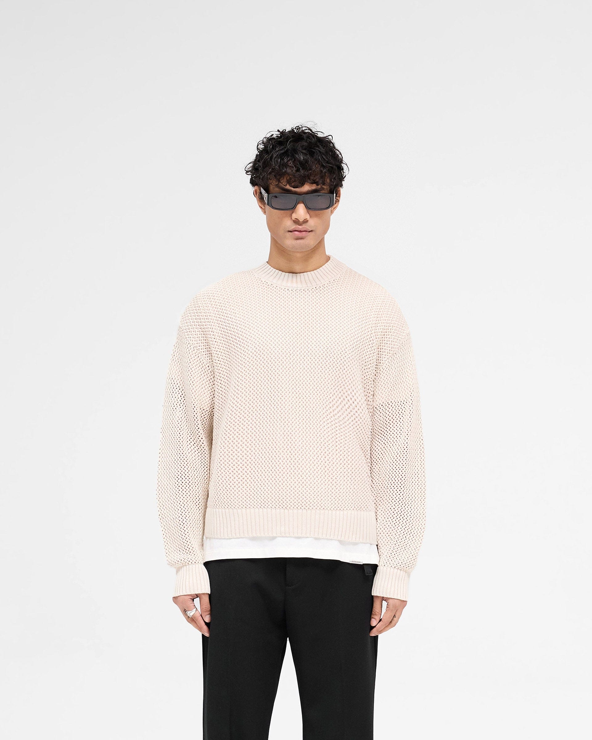 SS25 Open Gauge Knit Sweater - Off White