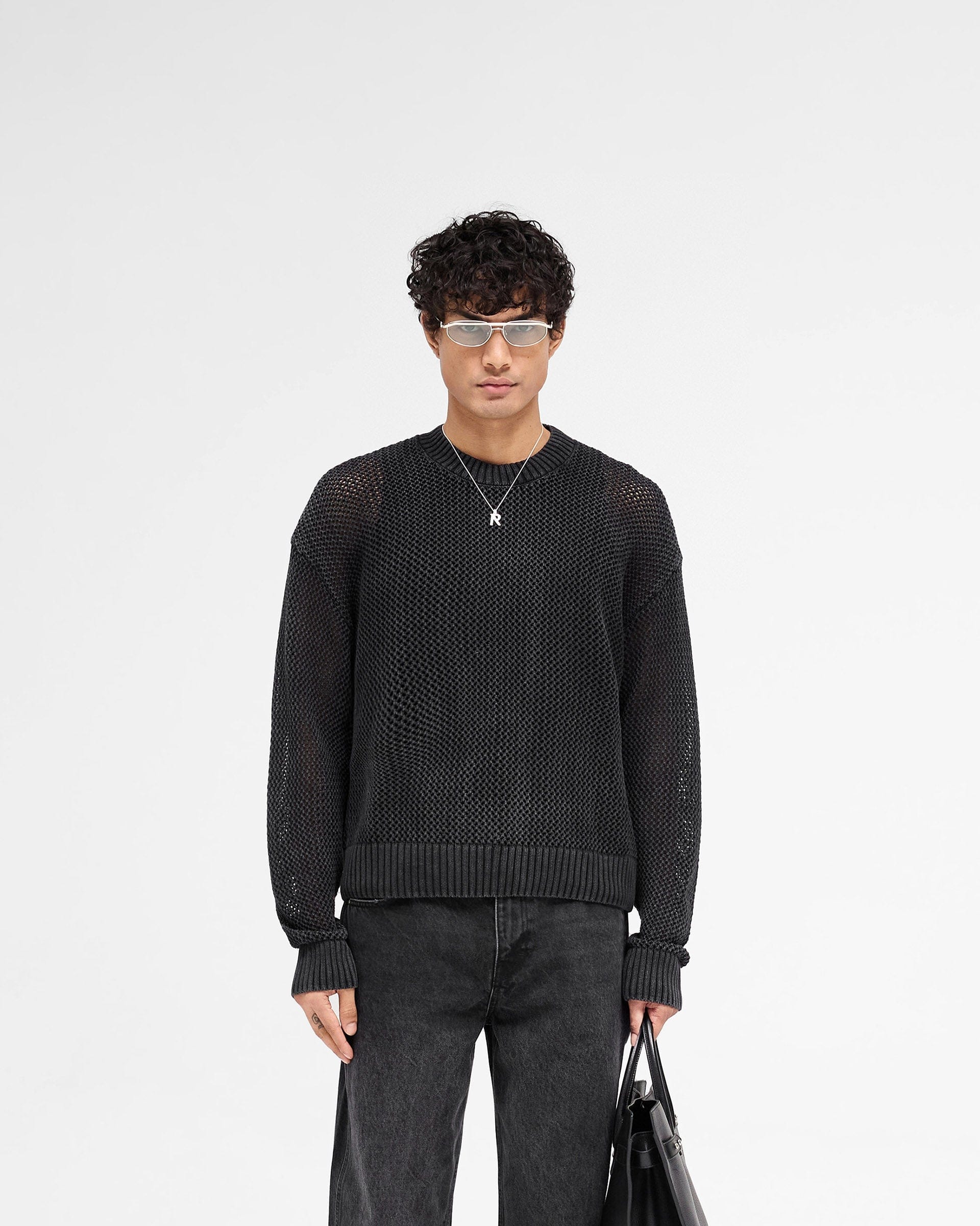 SS25 Open Gauge Knit Sweater - Jet Black
