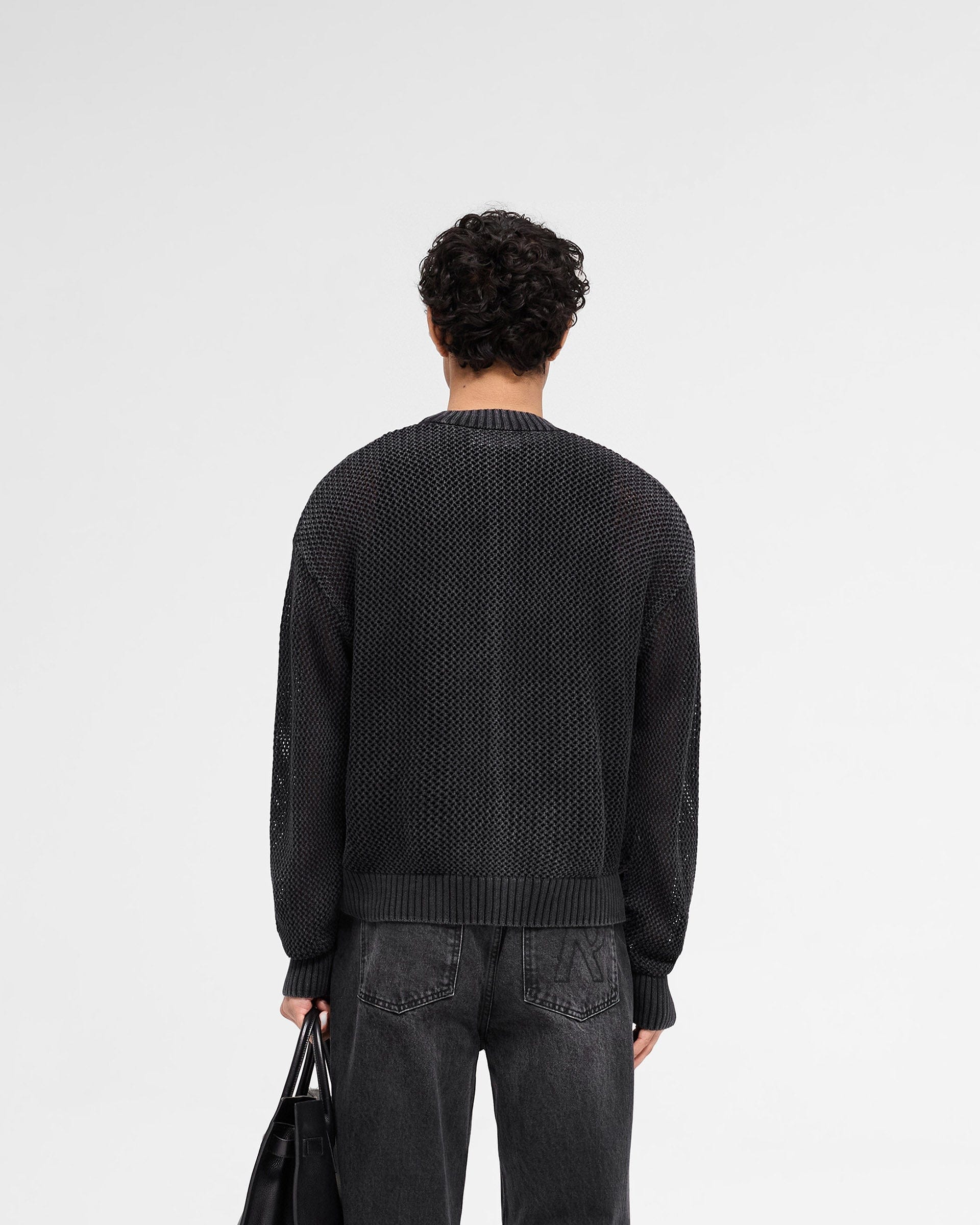 SS25 Open Gauge Knit Sweater - Jet Black