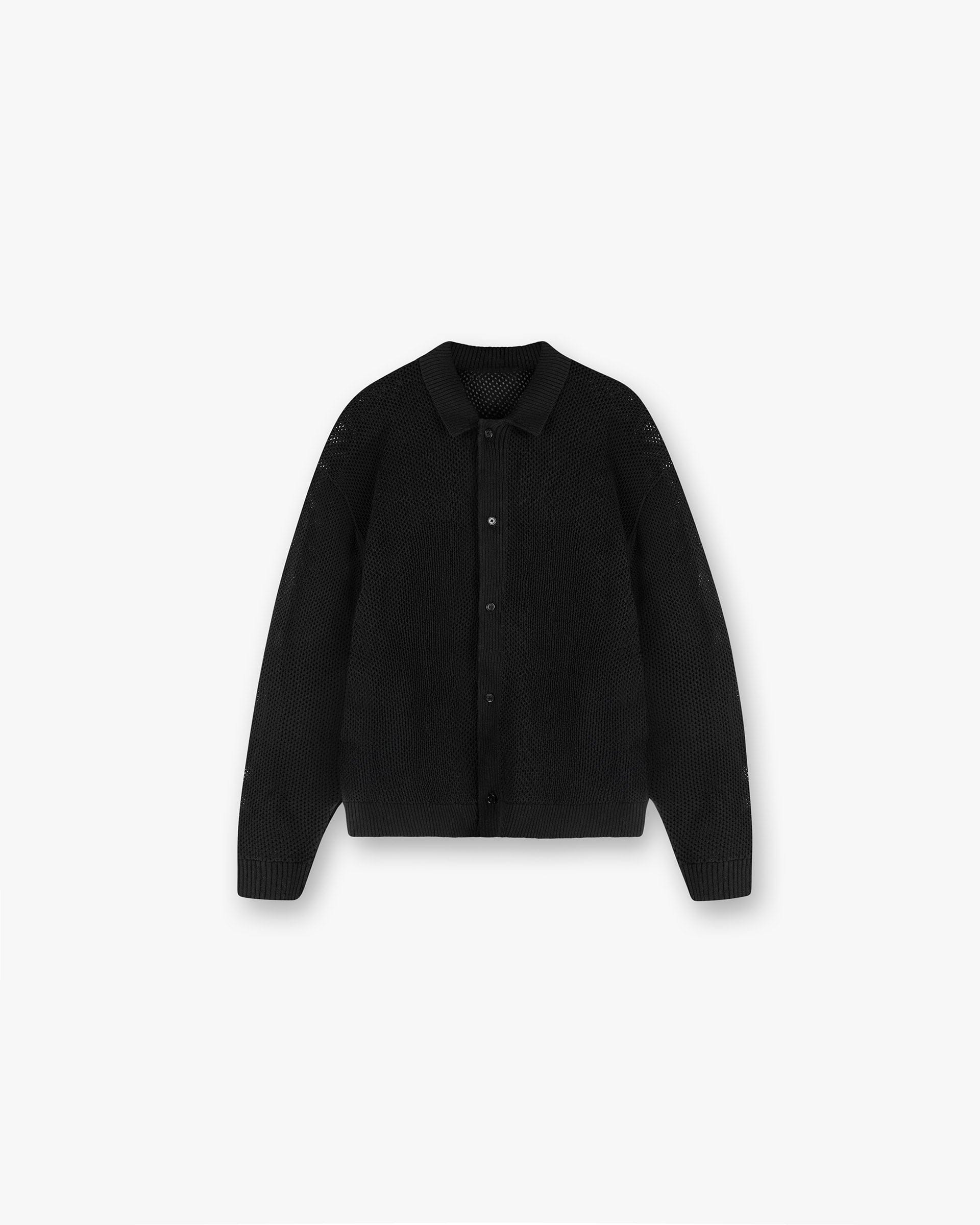 SS25 Long Sleeve Mesh Knit Shirt - Jet Black