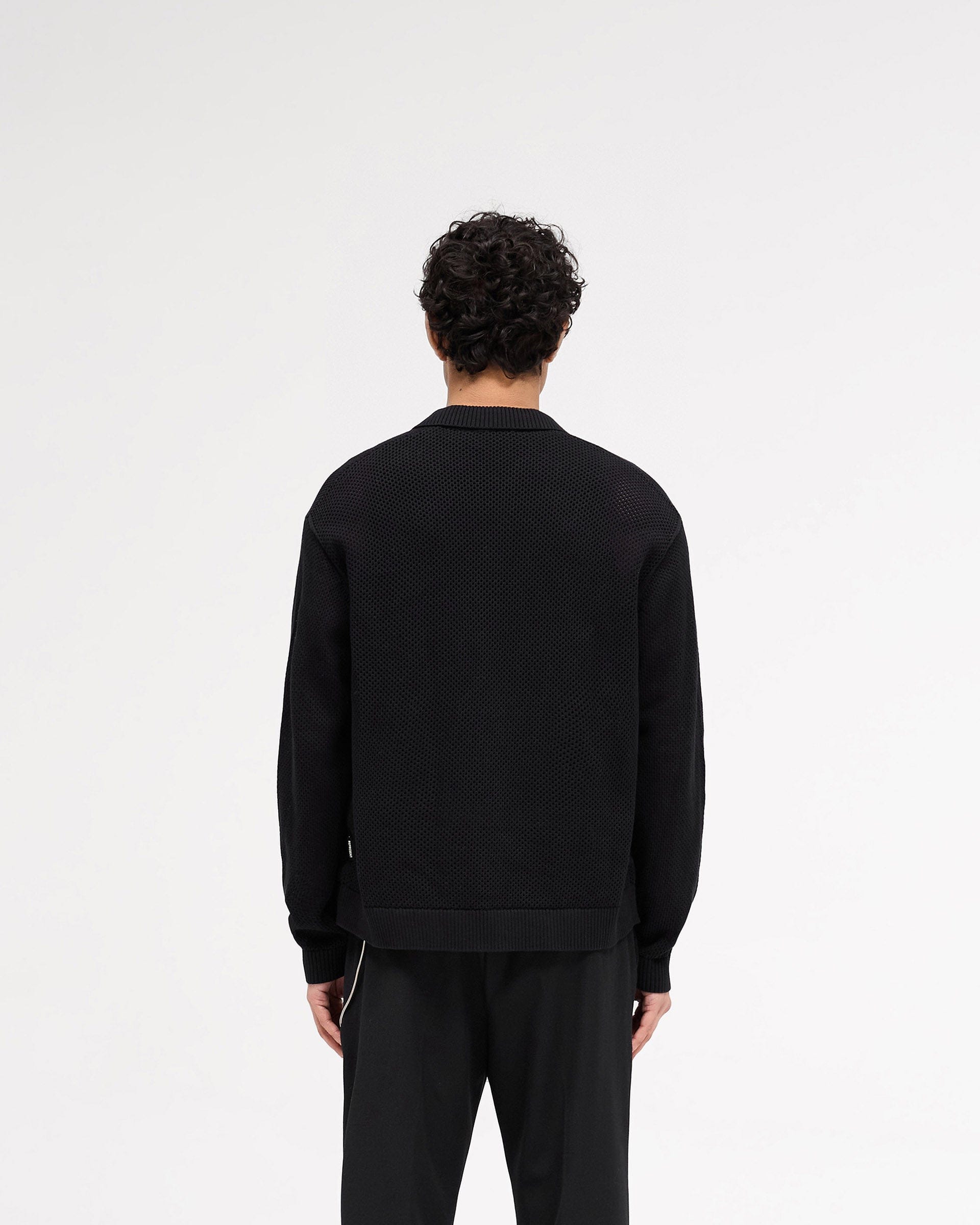 SS25 Long Sleeve Mesh Knit Shirt - Jet Black