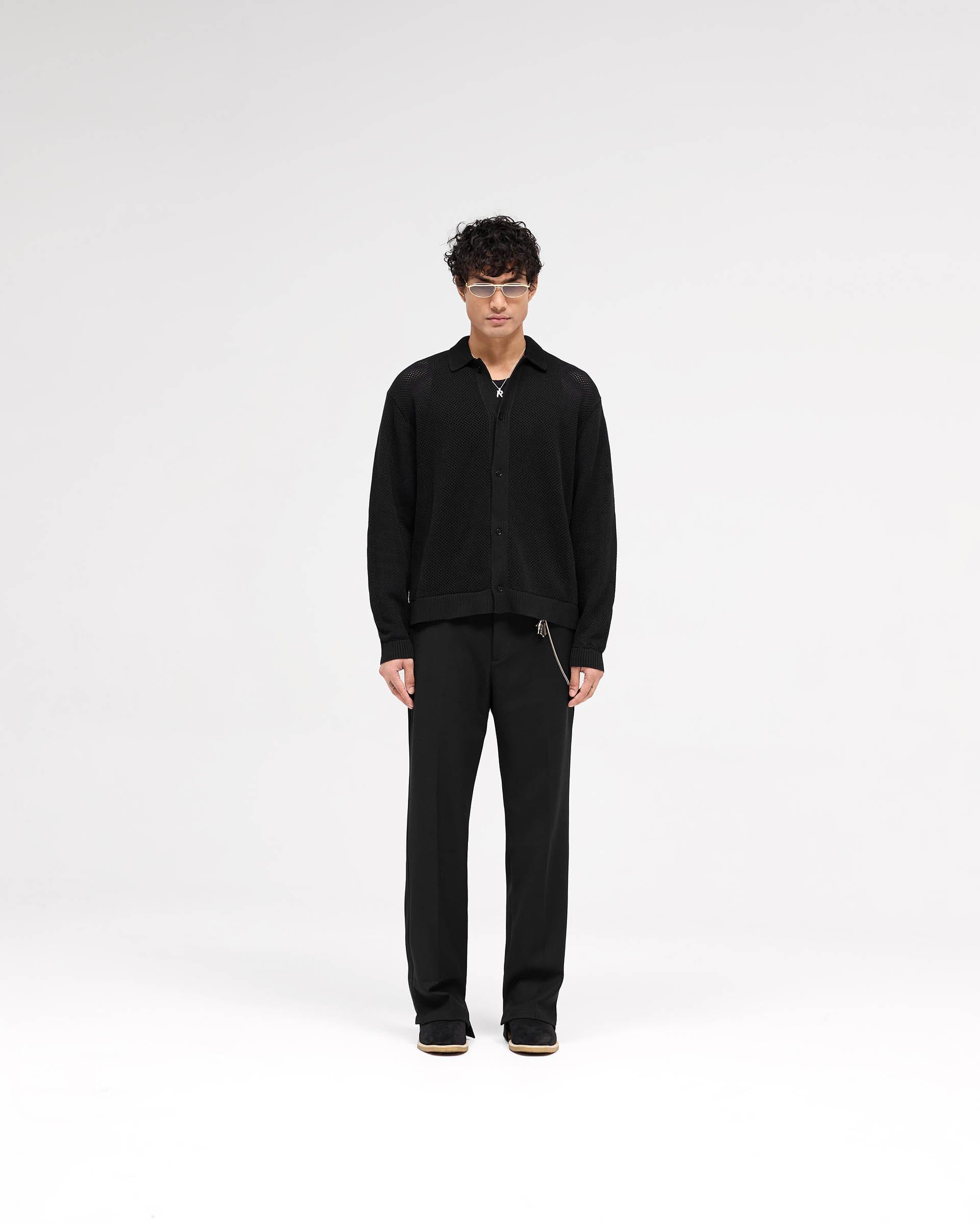 SS25 Long Sleeve Mesh Knit Shirt - Jet Black