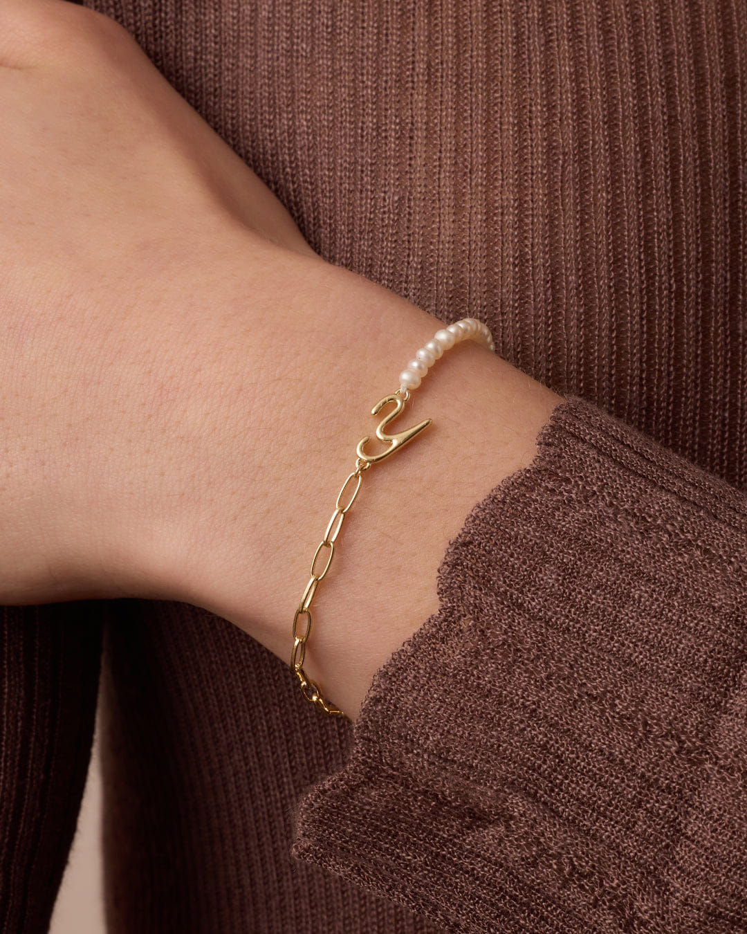Spring 2026 Fashion Lou Pearl Alphabet Bracelet