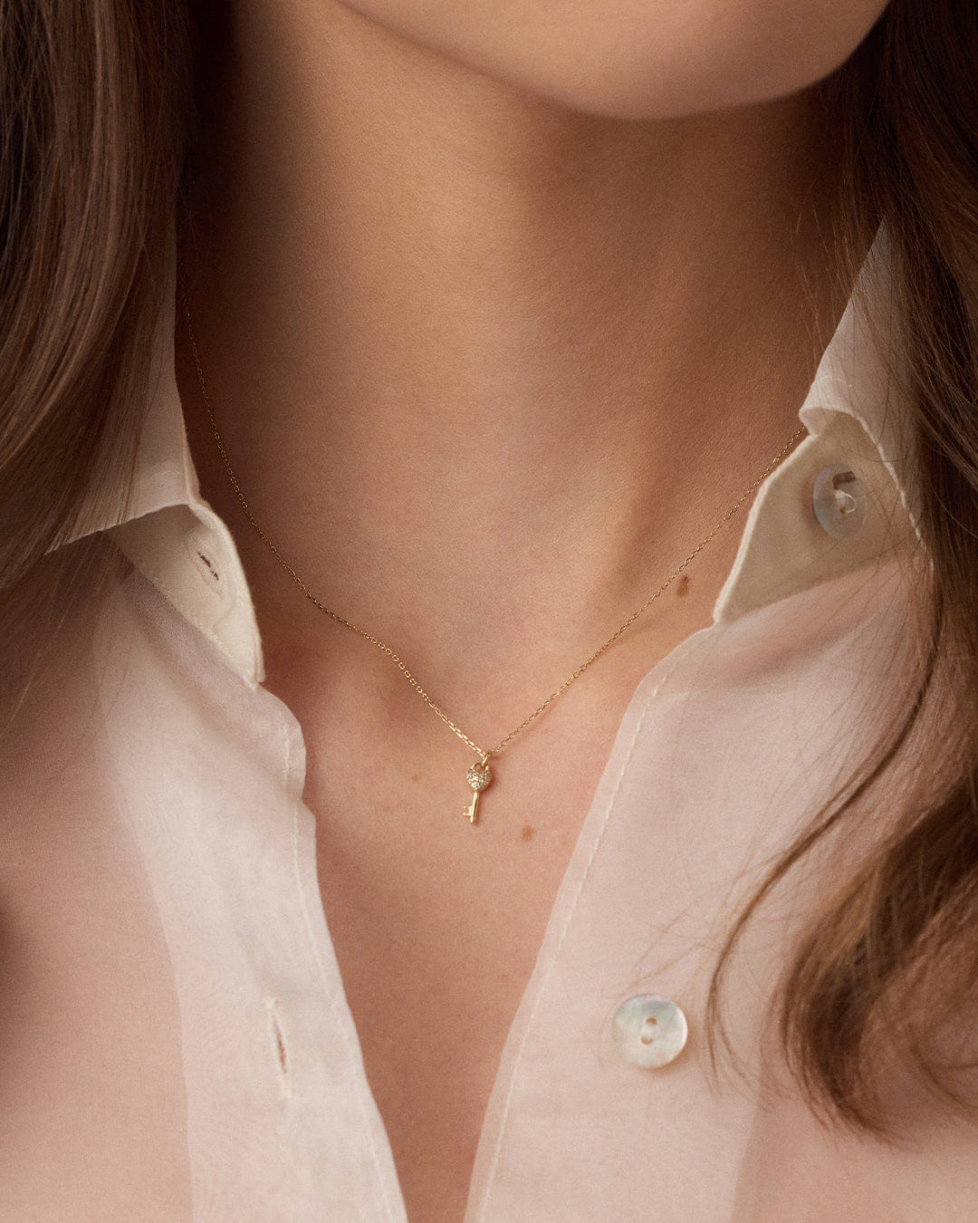 Winter 2025 Fine 14K Diamond Bond Key Necklace