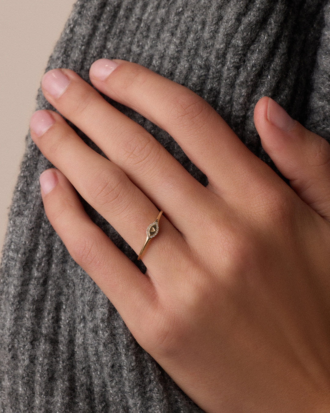 Fine 14K Diamond Love Signet Ring