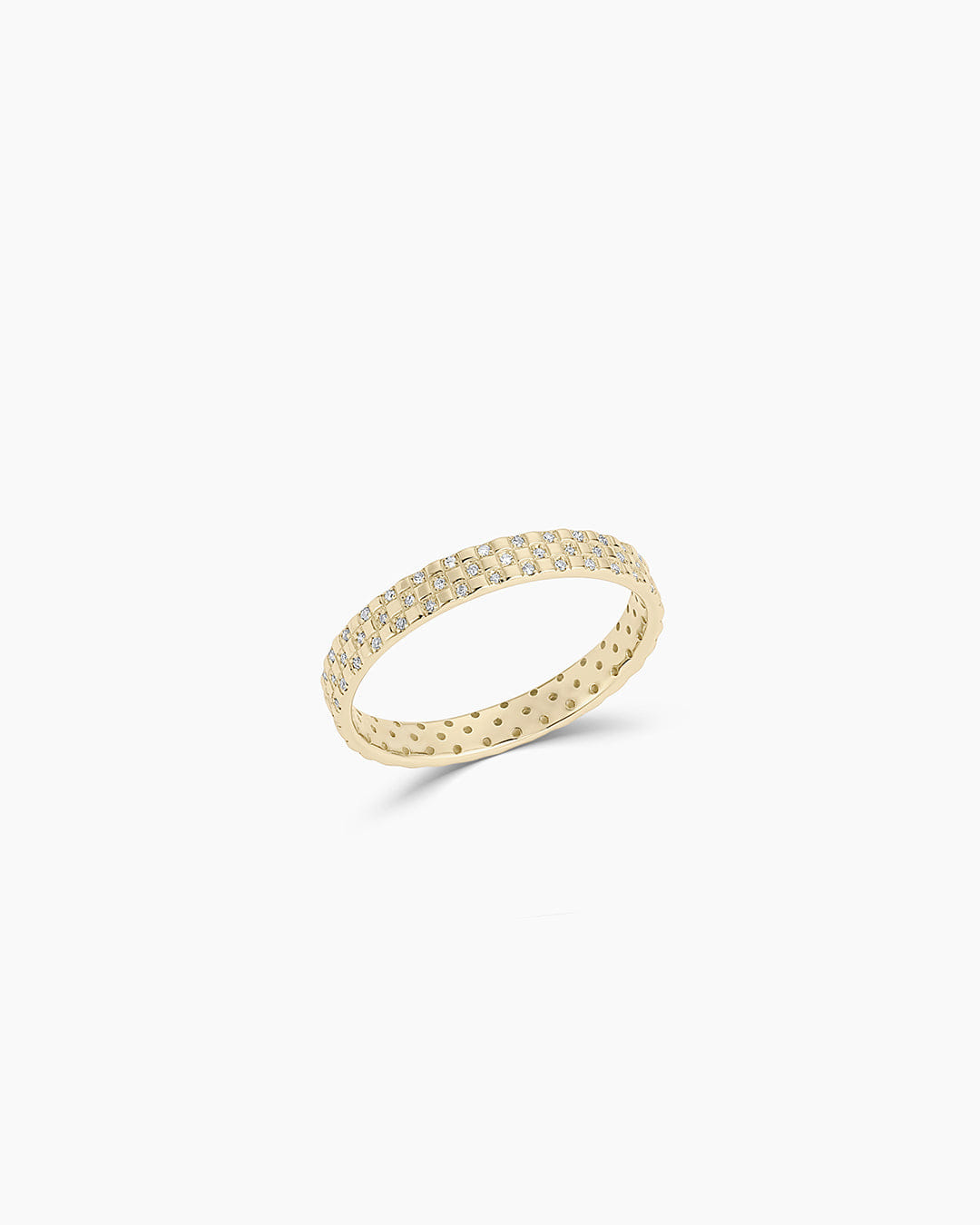 Fine 14K Diamond Checkered Ring