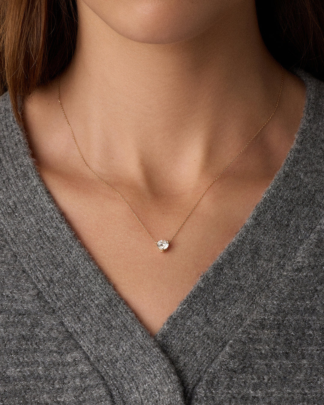 Fine 14K Lab Grown Diamond Solitaire Necklace