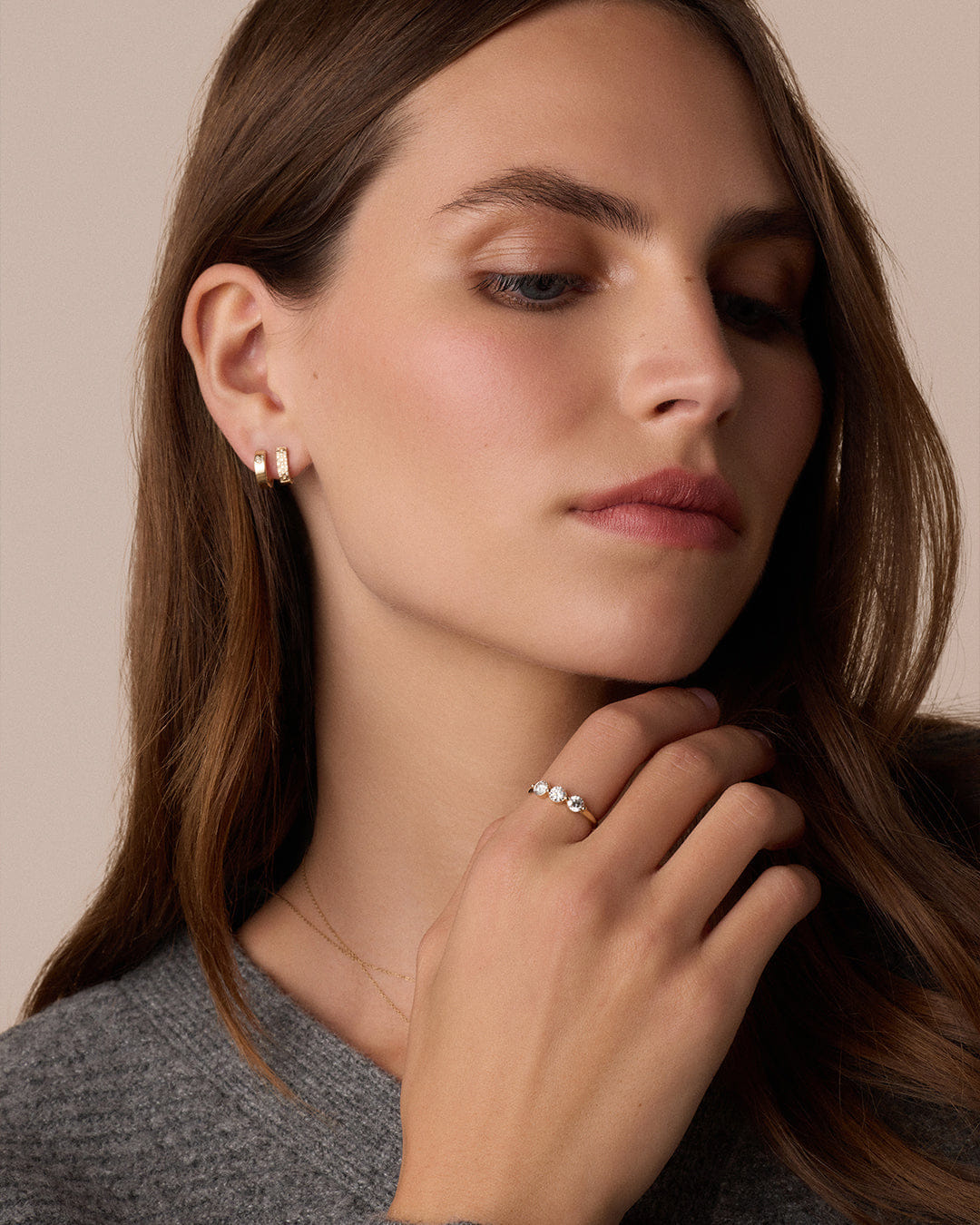 Fine 14K Lab Grown Diamond Trio Ring