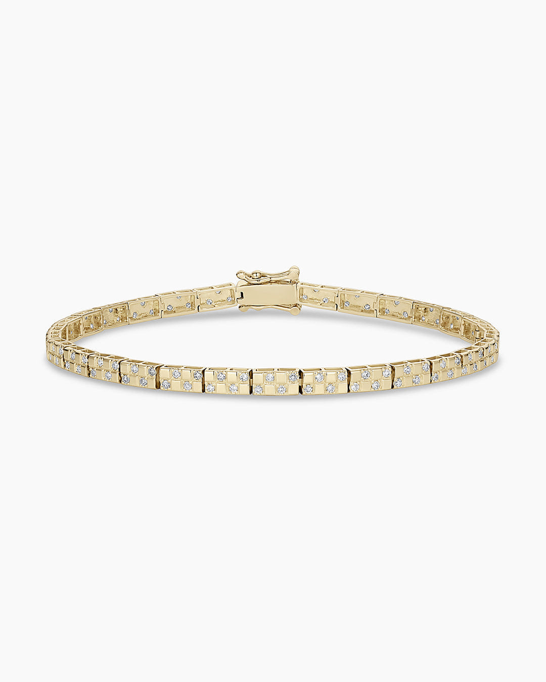 Fine 14K Diamond Checkered Tennis Bracelet