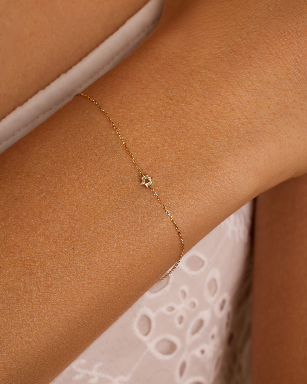 Fine 14K Diamond Star of David Bracelet