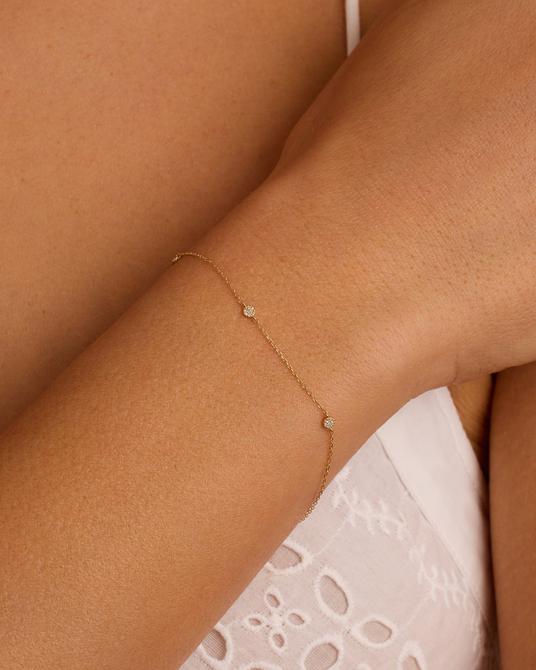 Fine 14K Diamond Pave Dot Bracelet