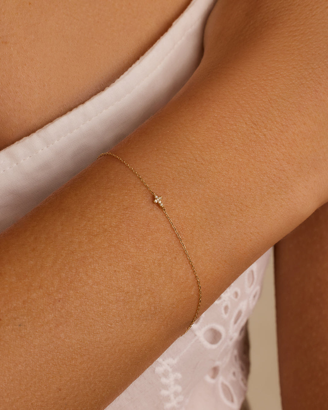 Fine 14K Diamond Cross Bracelet