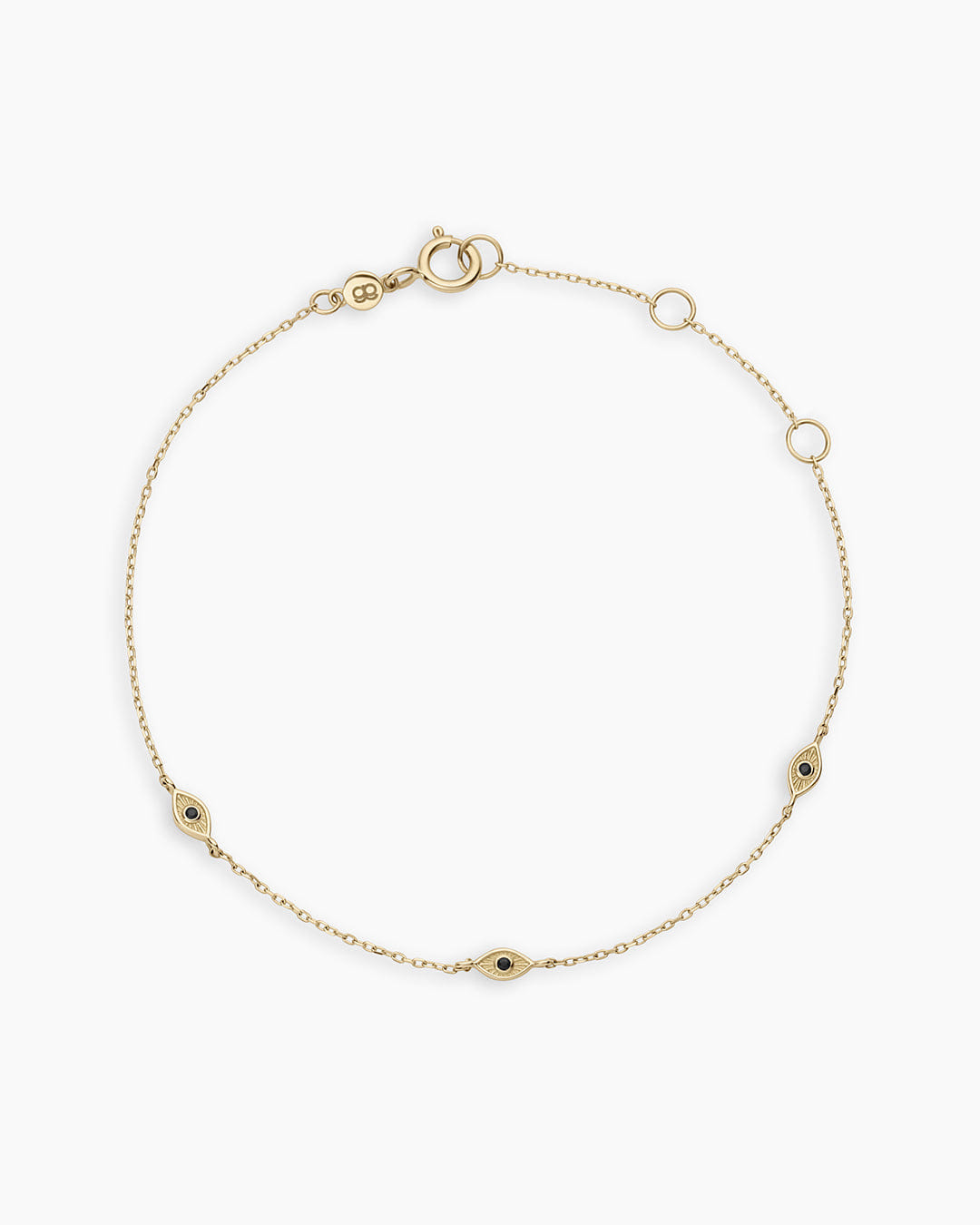 Fine 14K Gold Black Onyx Evil Eye Bracelet