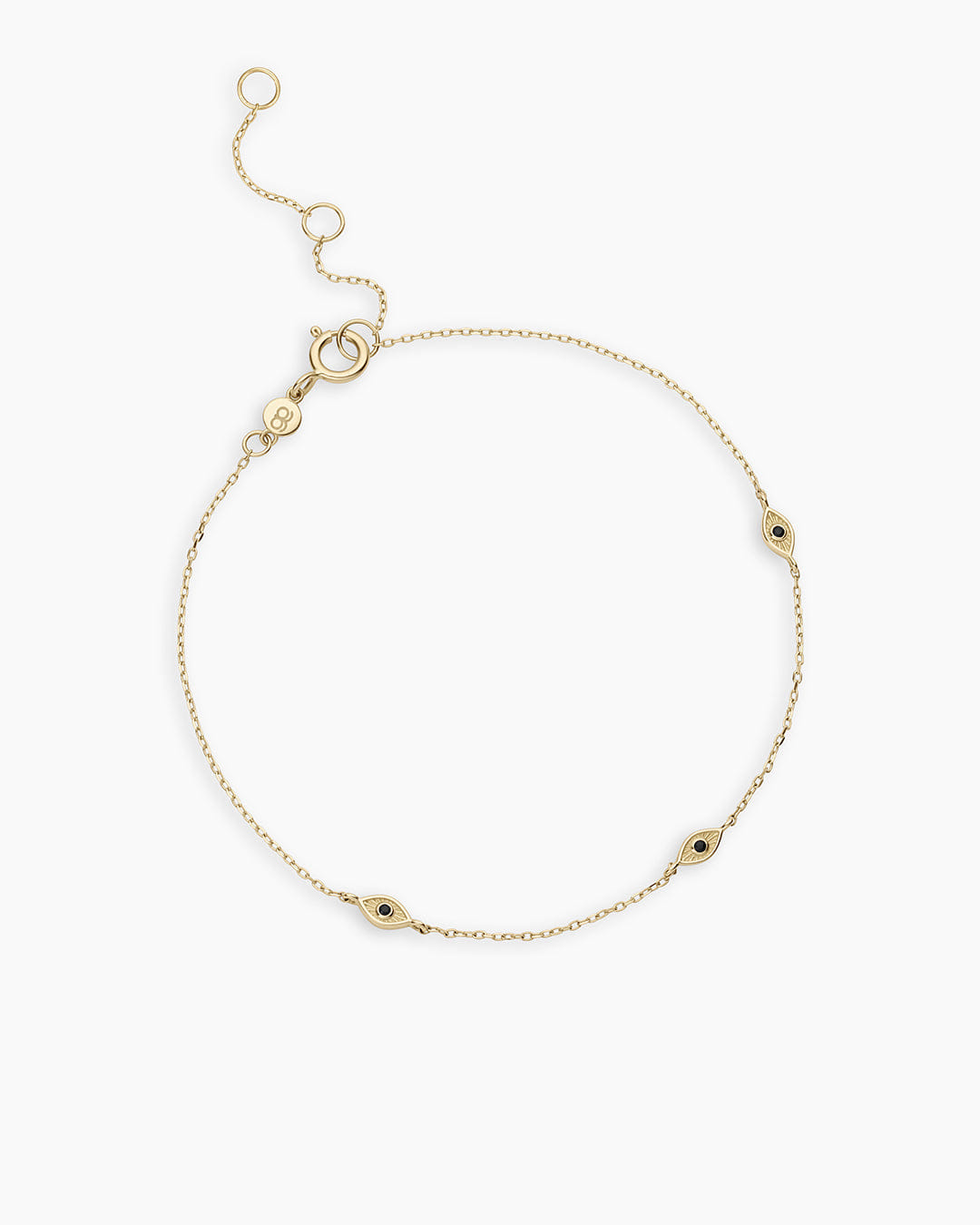 Fine 14K Gold Black Onyx Evil Eye Bracelet