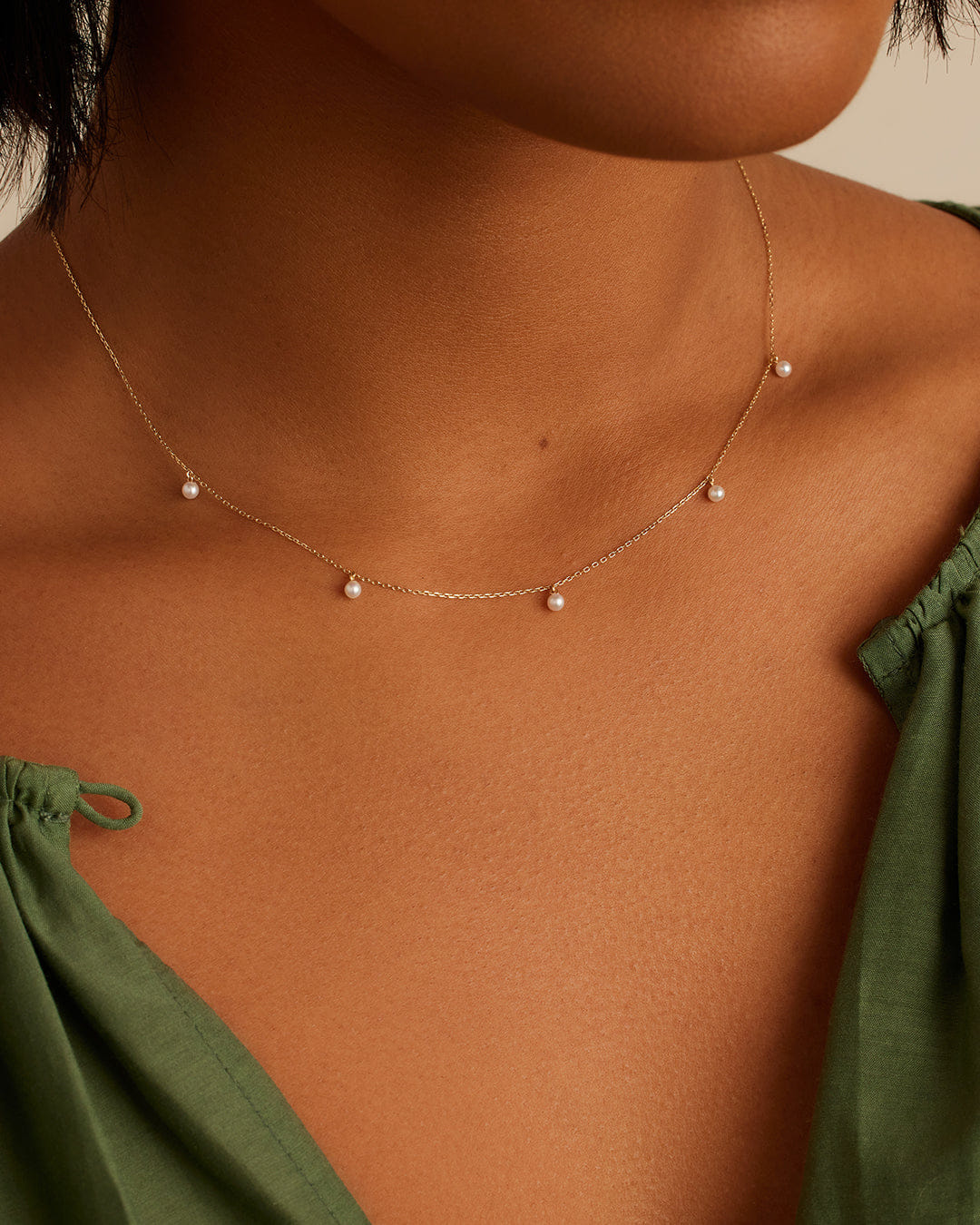 Fine 14K Gold Pearl Flutter Necklace