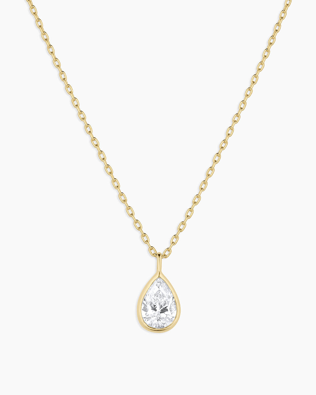 Fine 14K Classic Diamond Pear Necklace