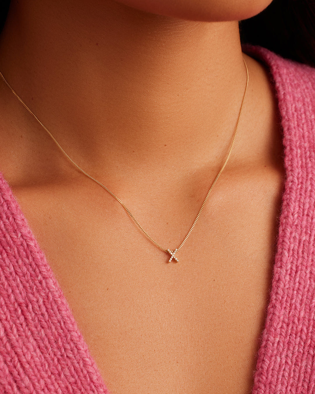 Fine 14K Diamond Alphabet Necklace