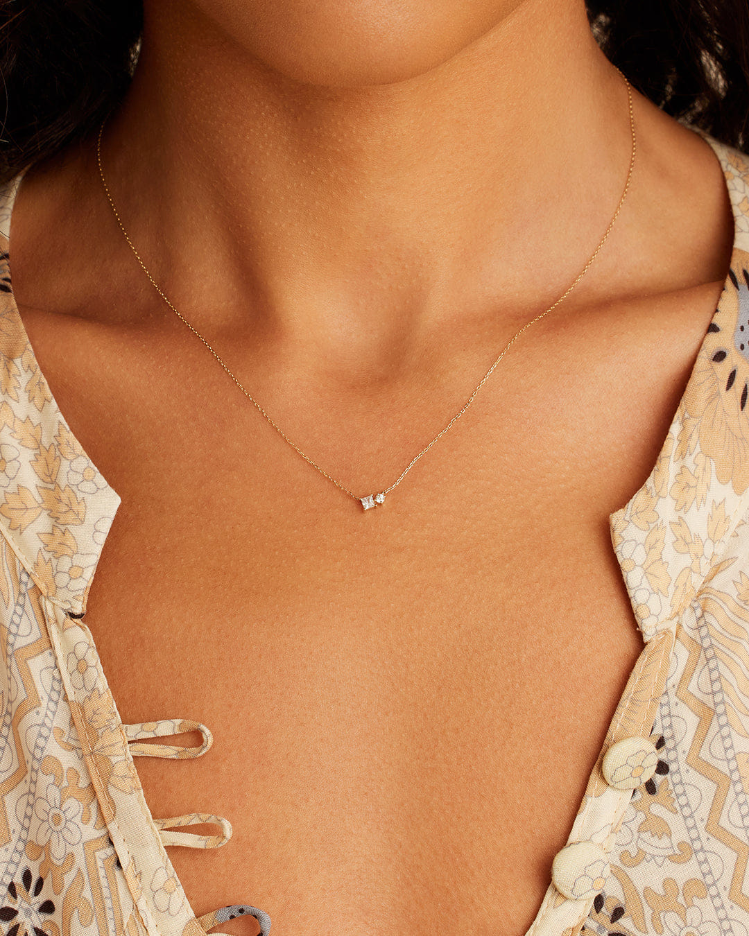 Fine 14K Diamond and White Sapphire Necklace
