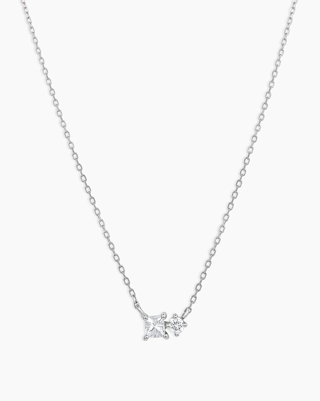 Fine 14K Diamond and White Sapphire Necklace
