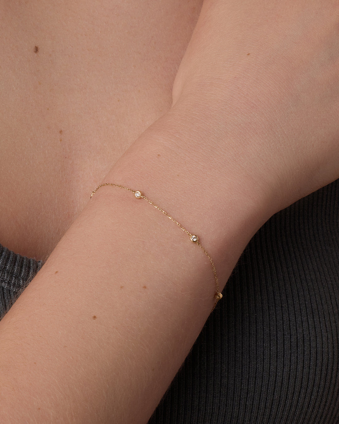 Fine 14K Classic Five Diamond Bracelet