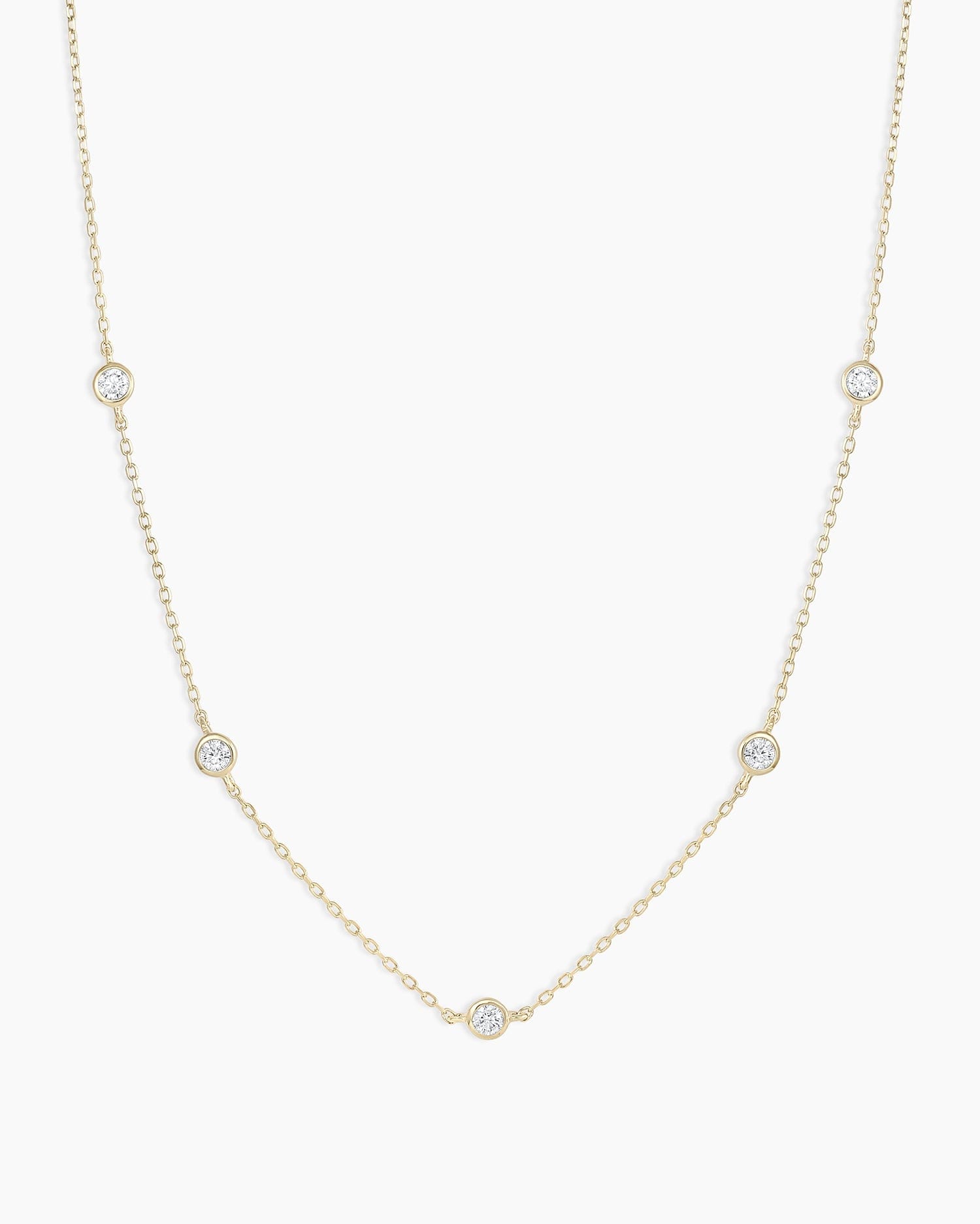 Fine 14K Classic Five Diamond Necklace
