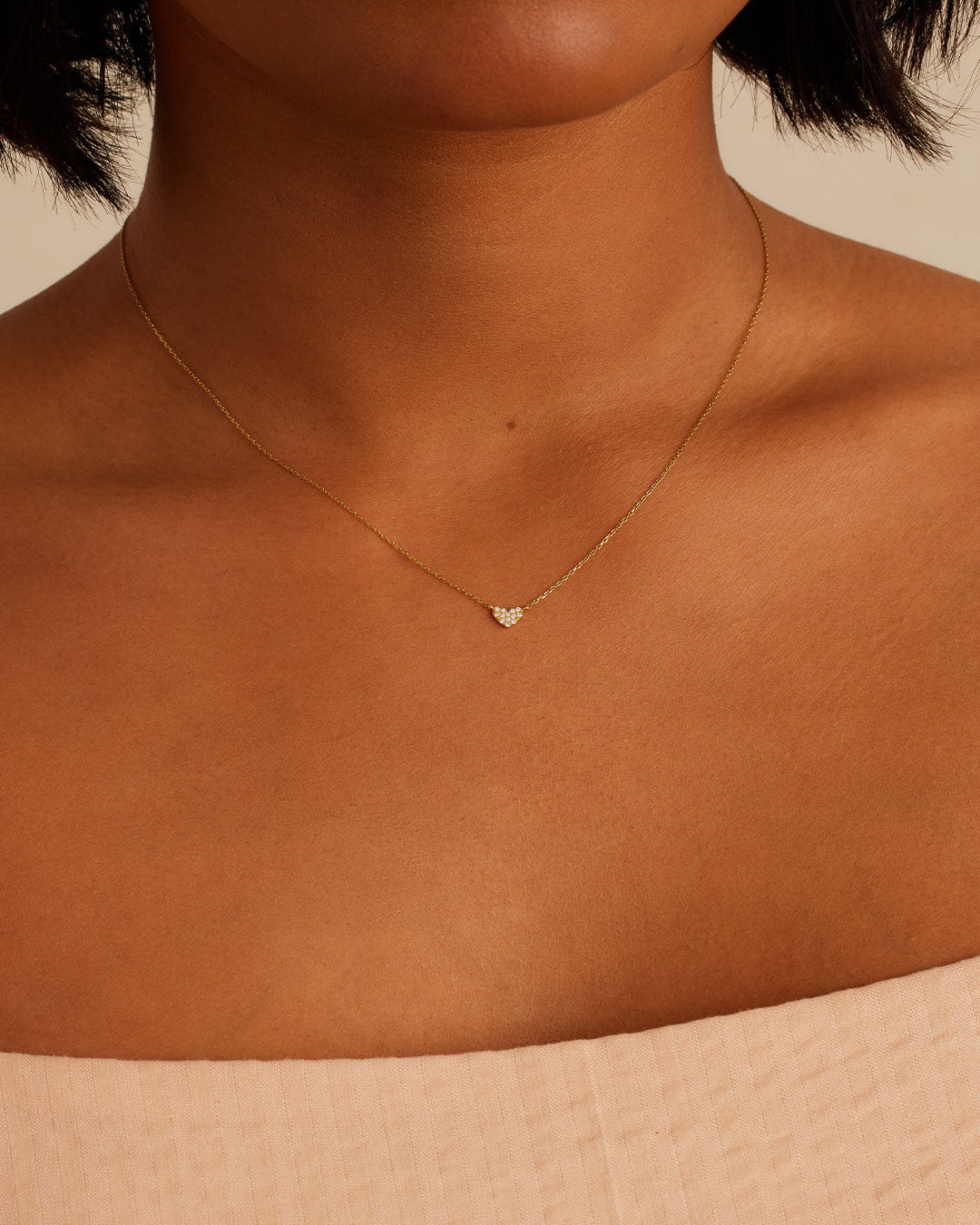 Fine 14K Diamond Pavé Mini Heart Necklace