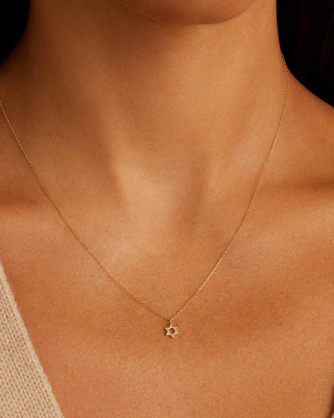 Fine 14K Diamond Star of David Necklace