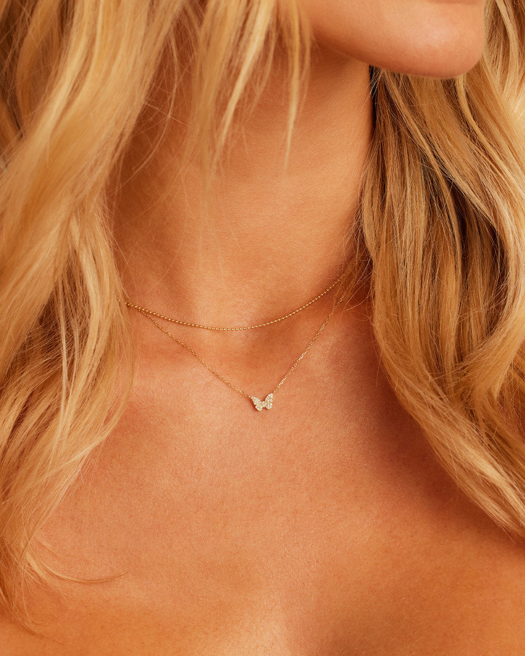 Fine 14K Diamond Butterfly Necklace