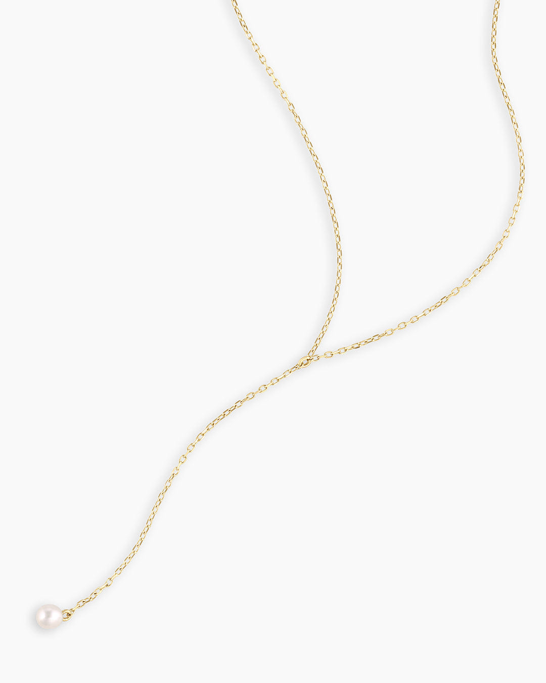 Fine 14K Gold Pearl Lariat Necklace