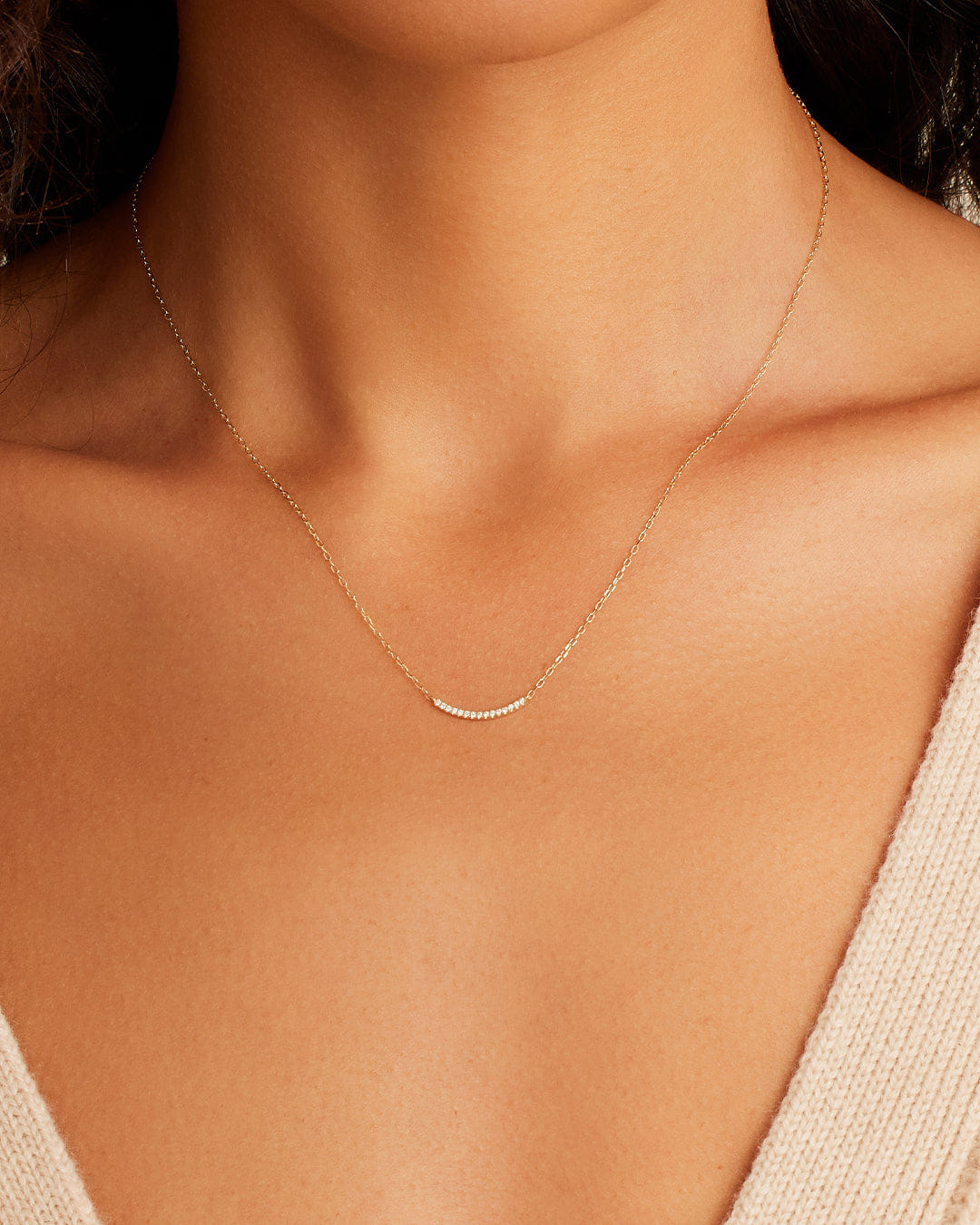 Fine 14K Diamond Taner Bar Mini Necklace