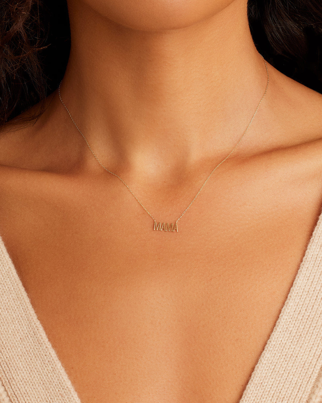 Fine 14K Gold Mama Necklace