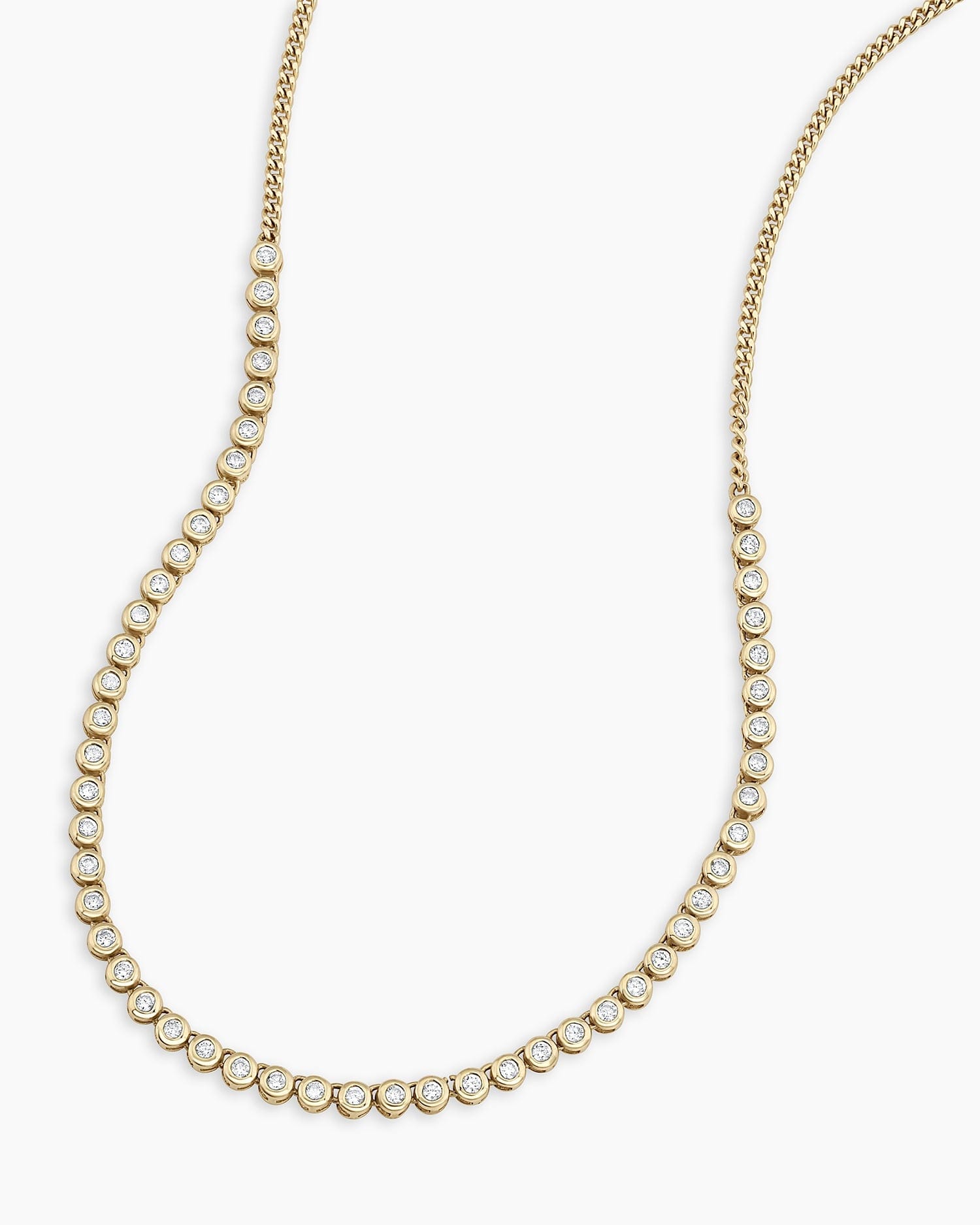Fine 14K Classic Diamond Row Necklace