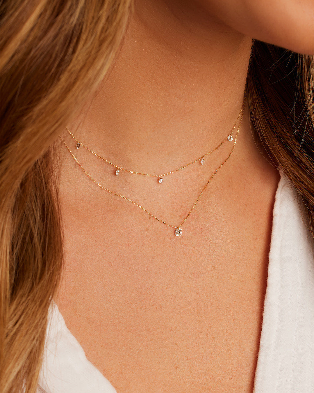 Fine 18K Floating Diamond Statement Necklace