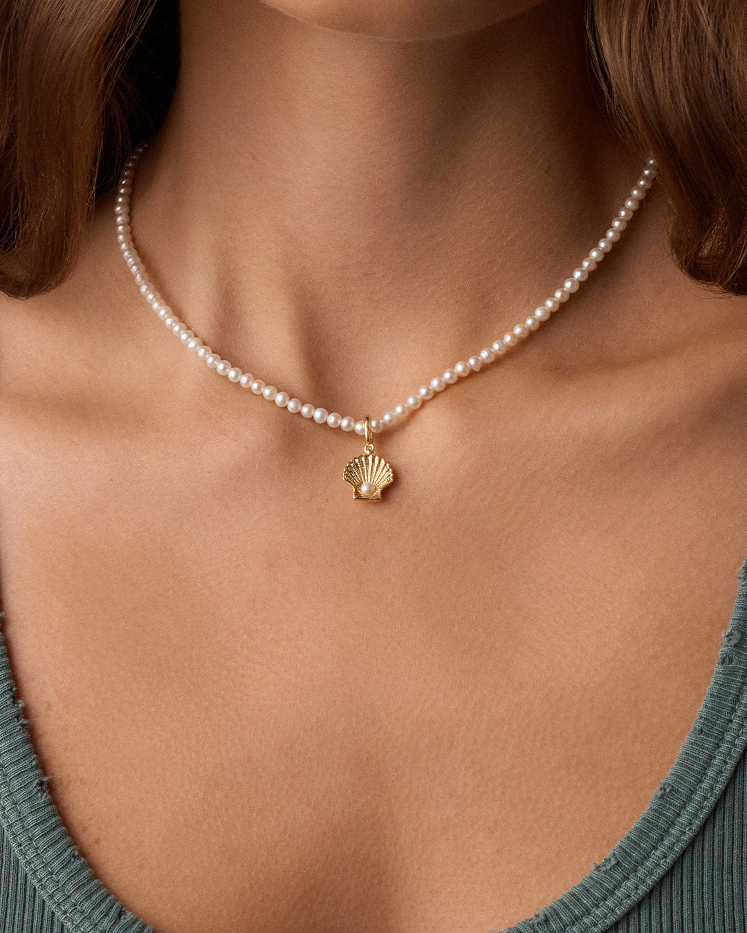 Summer 2025 Fashion Shell Pearl Charm Necklace
