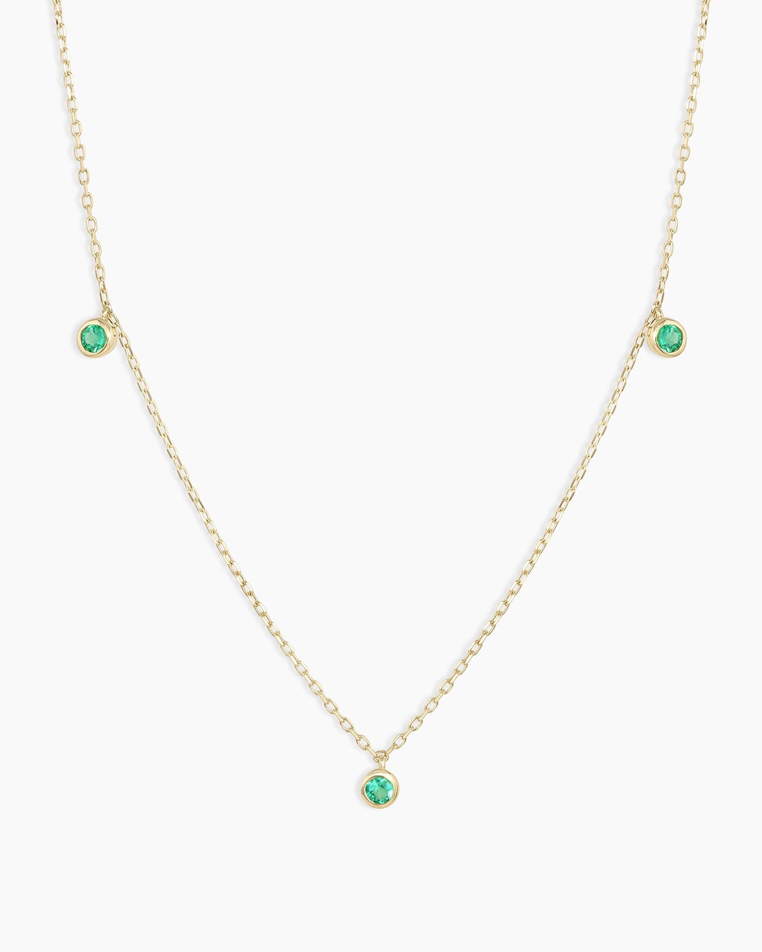 Fine 14K Gold Classic Emerald Trio Necklace